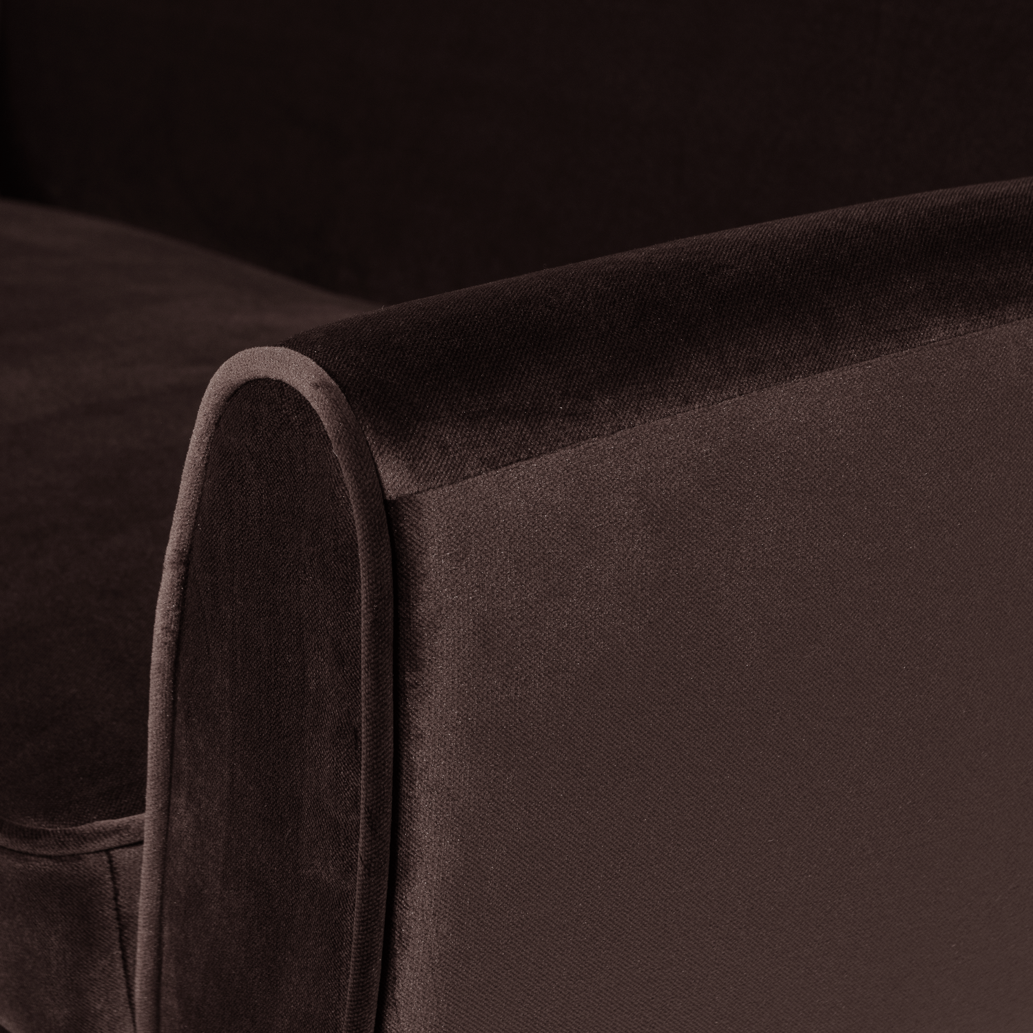 Sofa aus Samt 2,5-sitzig ROCCO schokoladenbraun