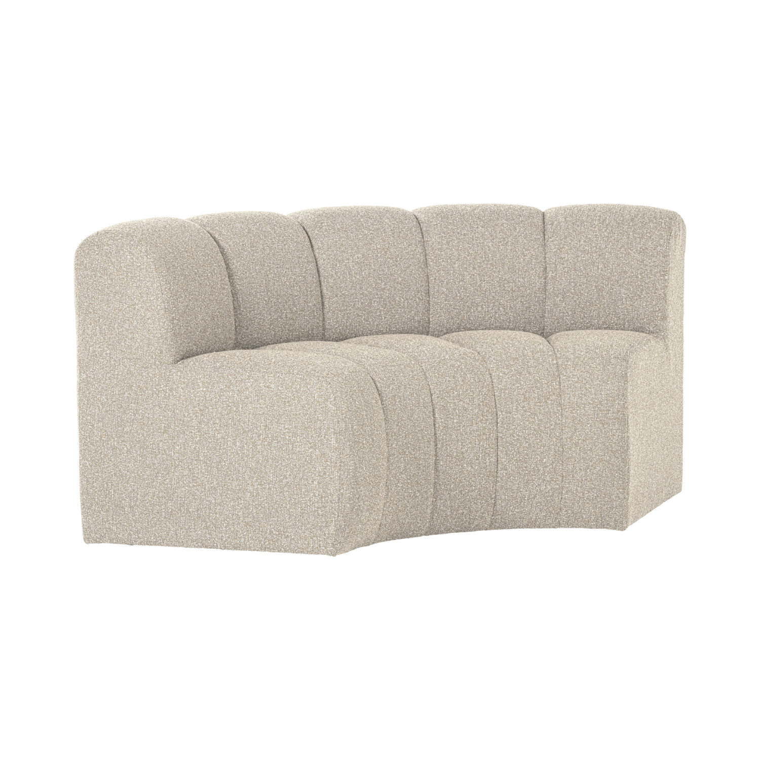 Modulares Sofa MOJO - halbräumliches Eckelement in beigem Bouclé