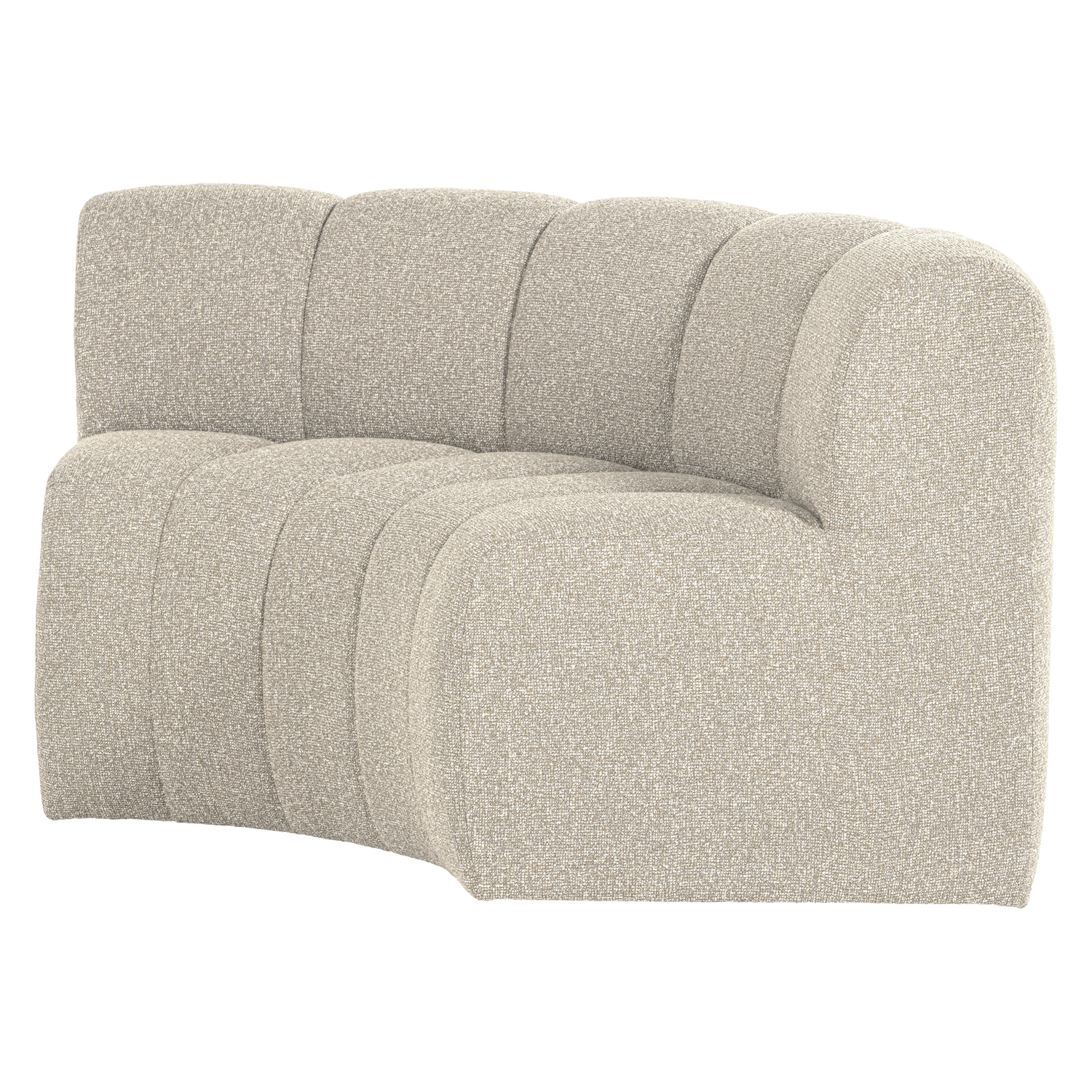 Modulares Sofa MOJO - halbräumliches Eckelement in beigem Bouclé