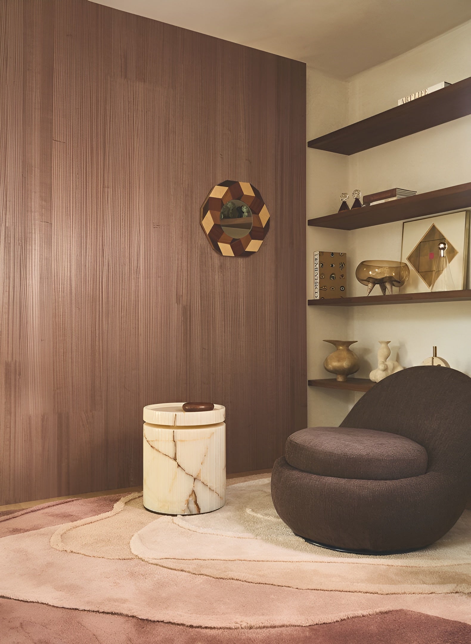 Structural wallpaper made of wooden veneer EBONY - DARK OAK brown