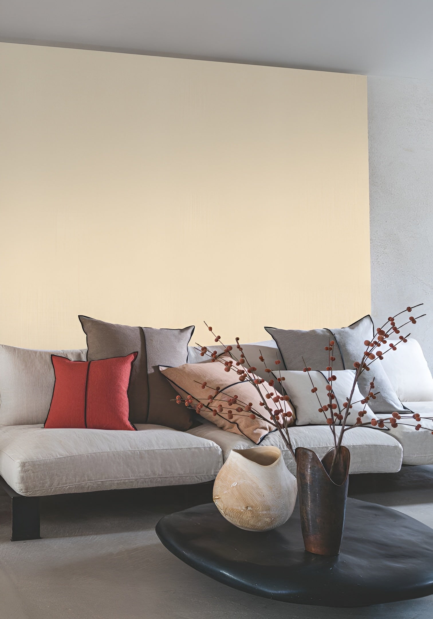 Structural wallpaper resembling linen canvas SHINOK - CURRY curry yellow