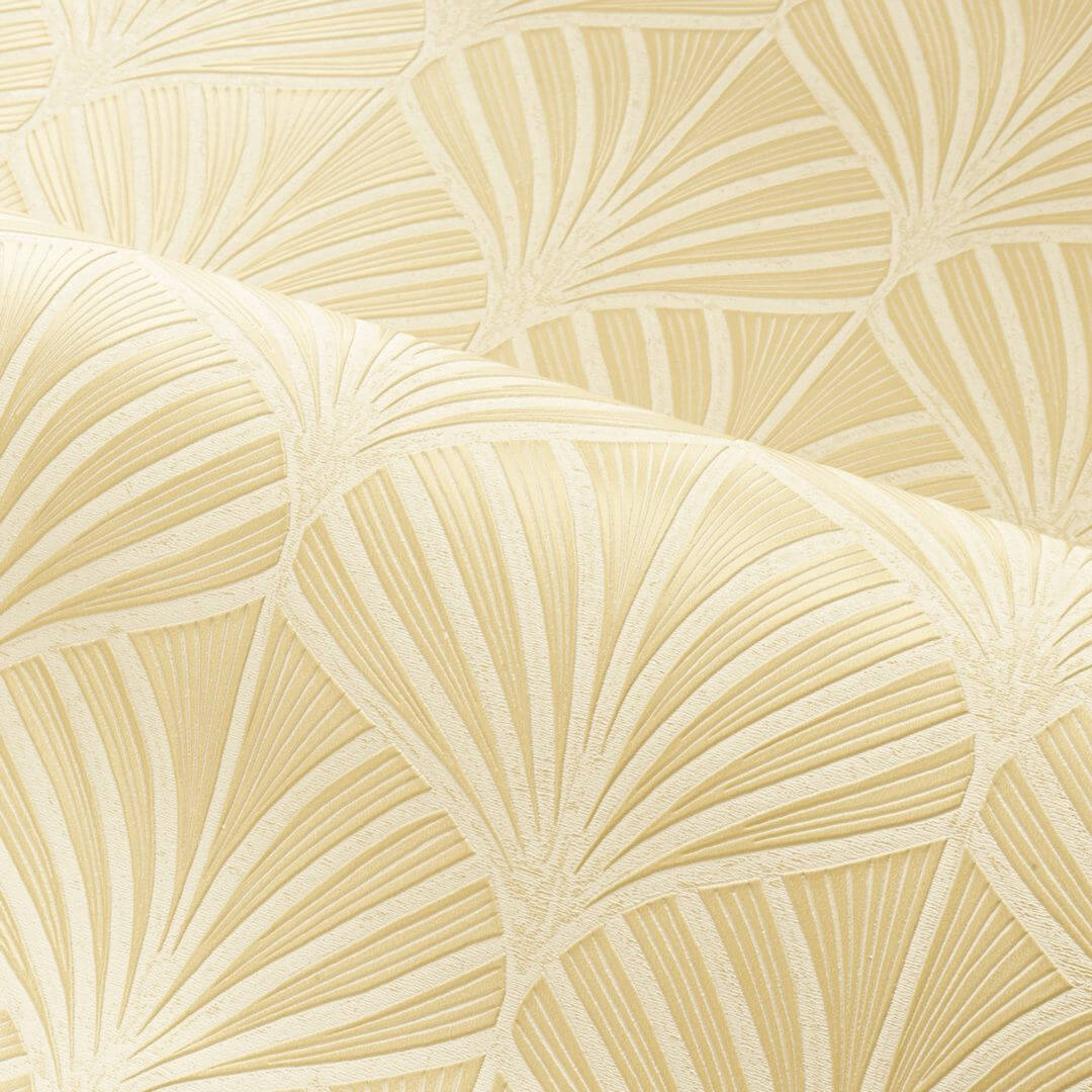 Strukturelle metallische Tapete mit Pflanzenmotiv NEREIDES - DORÉ CLAIR beige mit hellem Gold