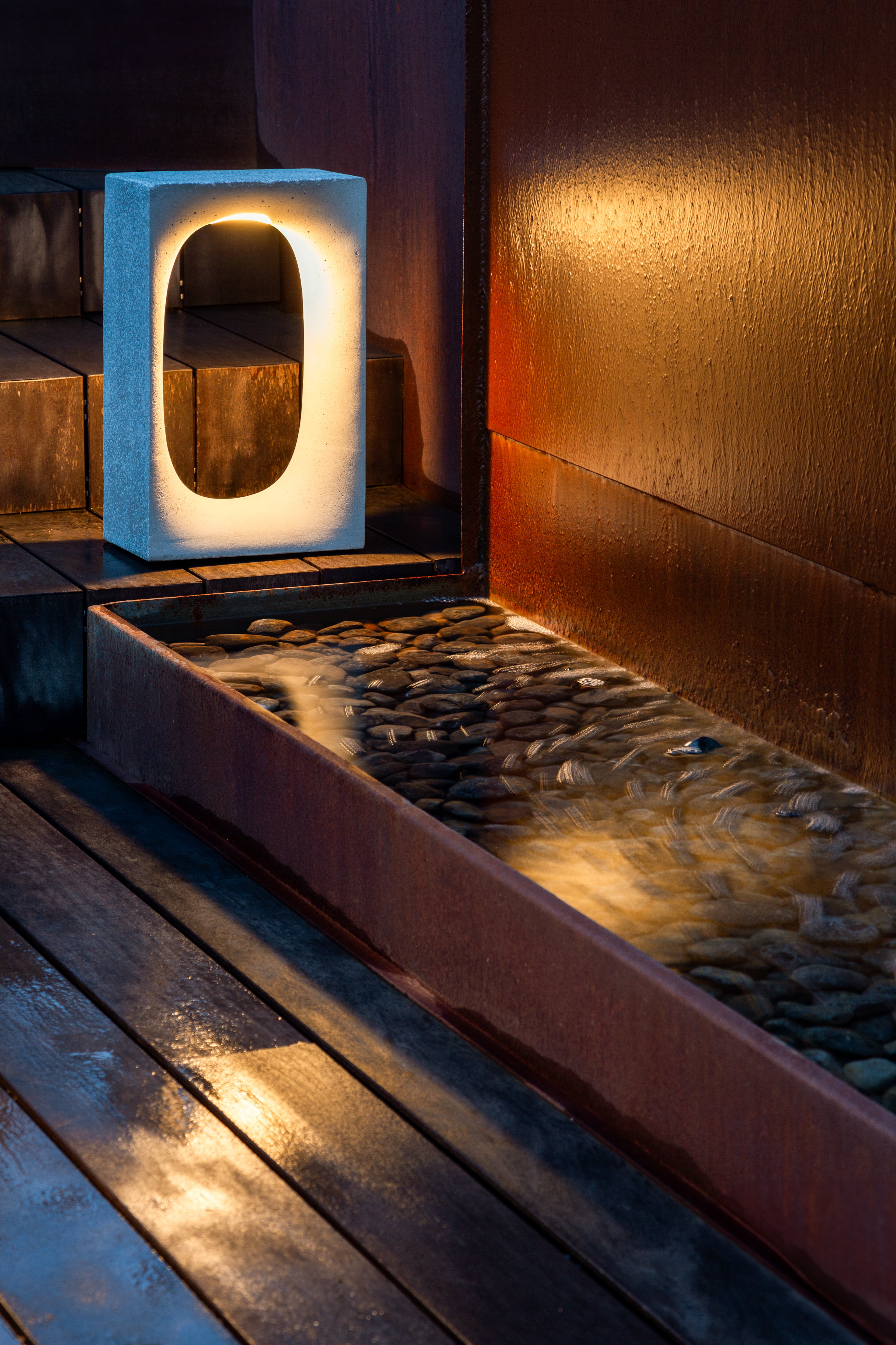 Outdoor lamp JAN gray concrete with marble