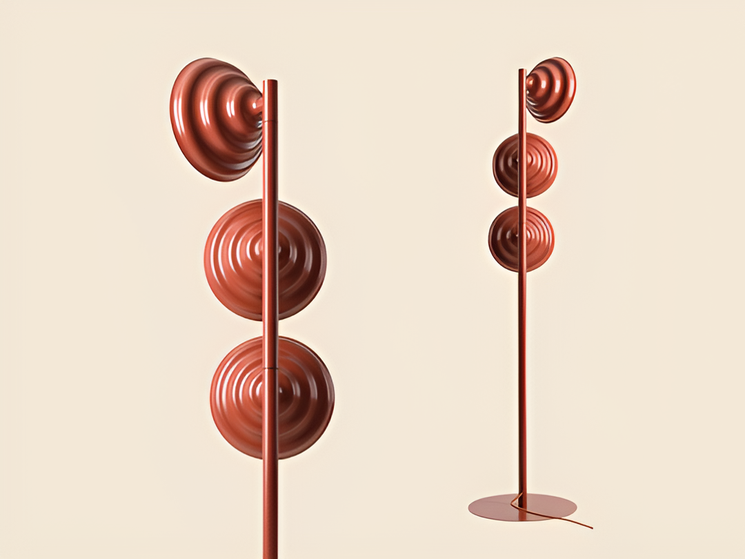 Floor lamp with regulated shades of brick wave