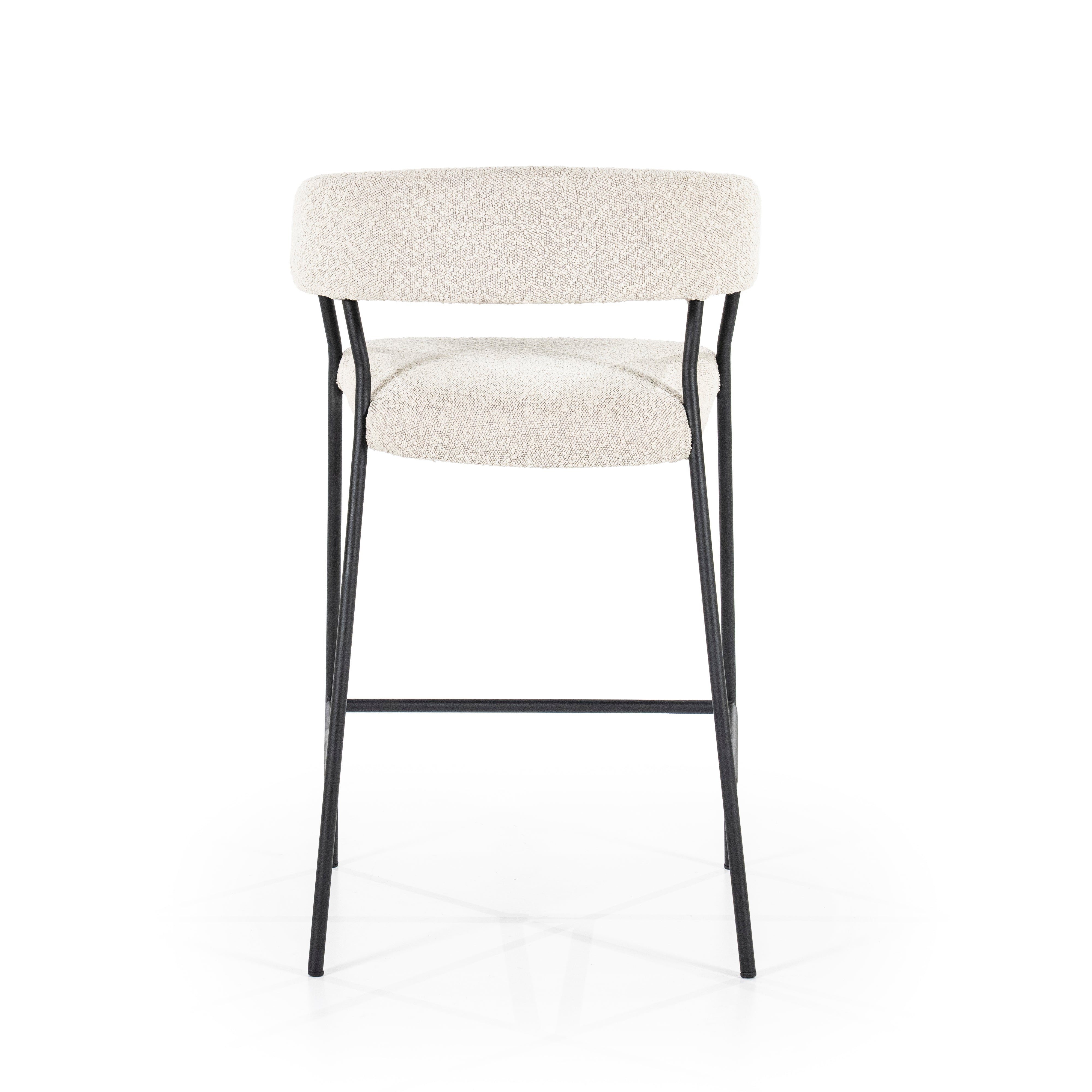 Beige LUKA Stool with Black Base