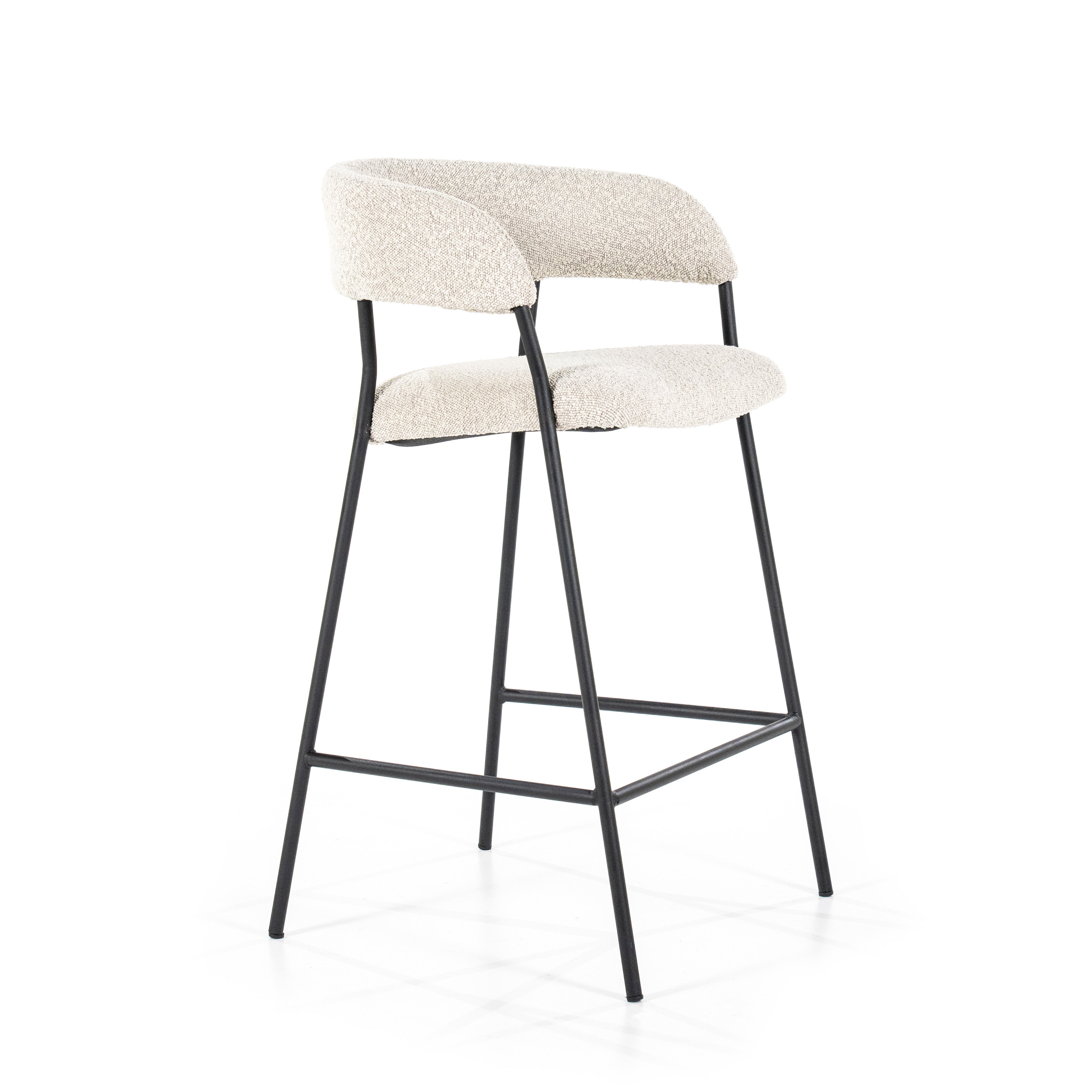 Beige LUKA Stool with Black Base