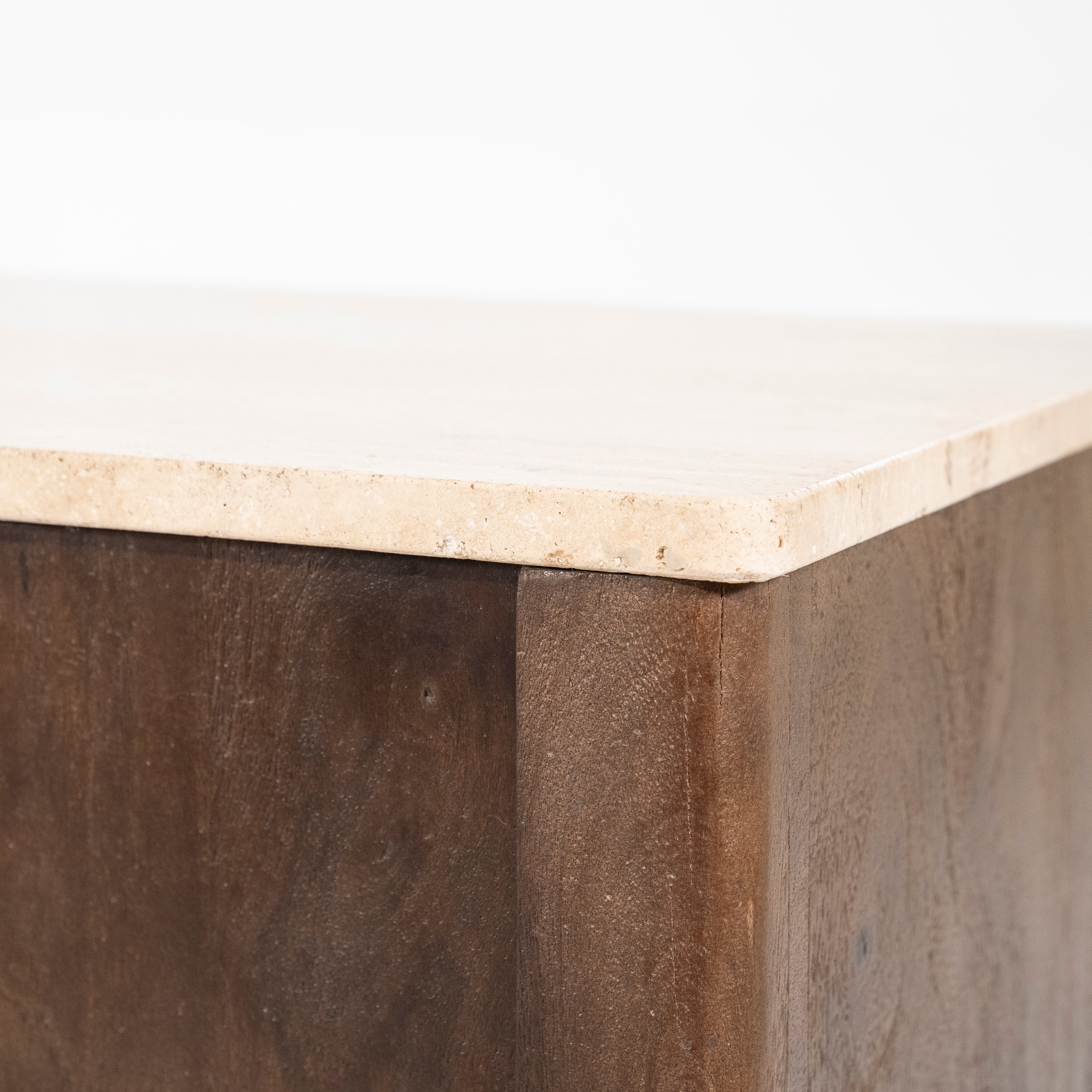 Komoda LIO brązowe drewno mango z trawertynem