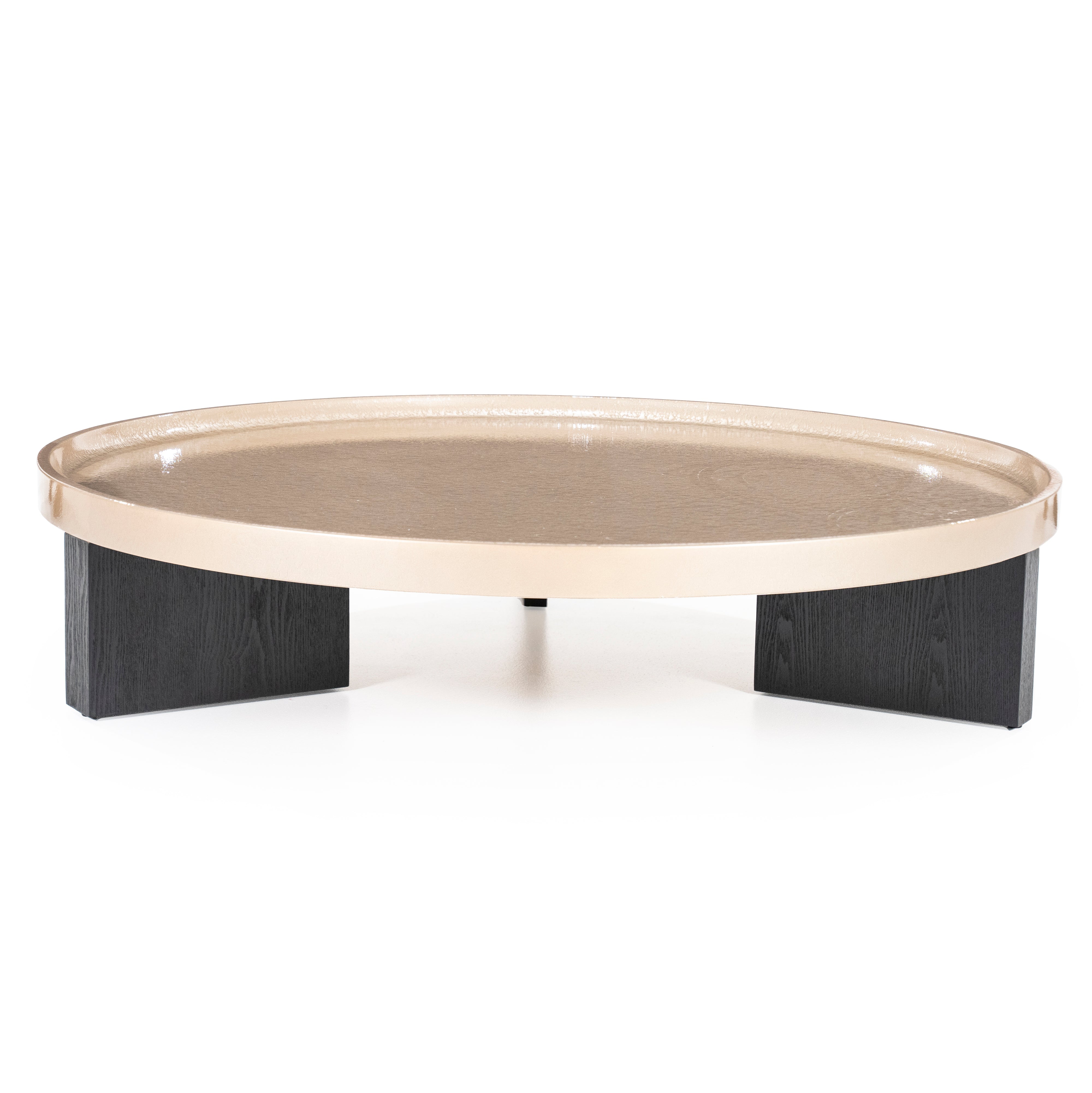 MAYSON Beige Coffee Table with Wooden Base