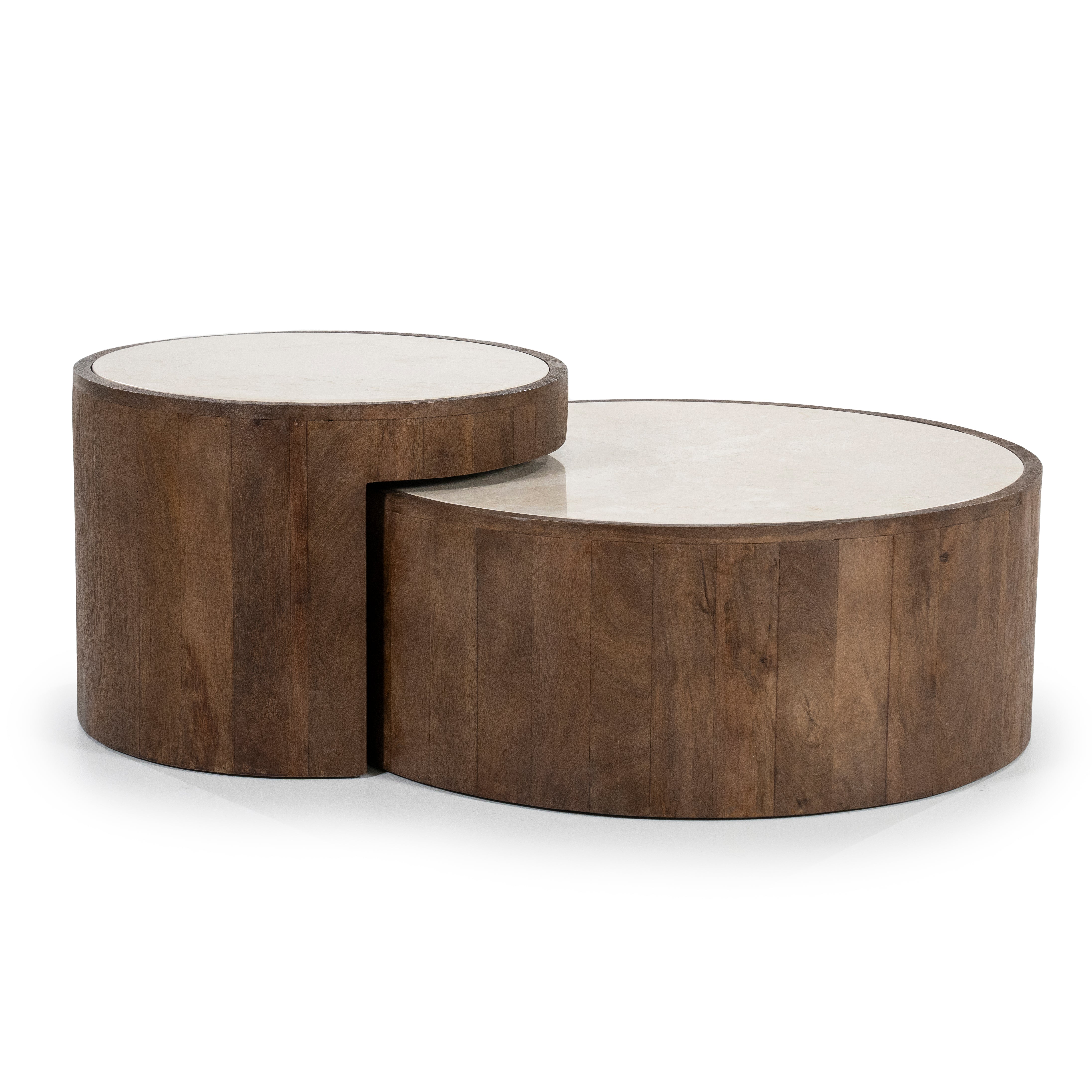 HAZEL Table Set Dark Brown Mango Wood with Marble Top