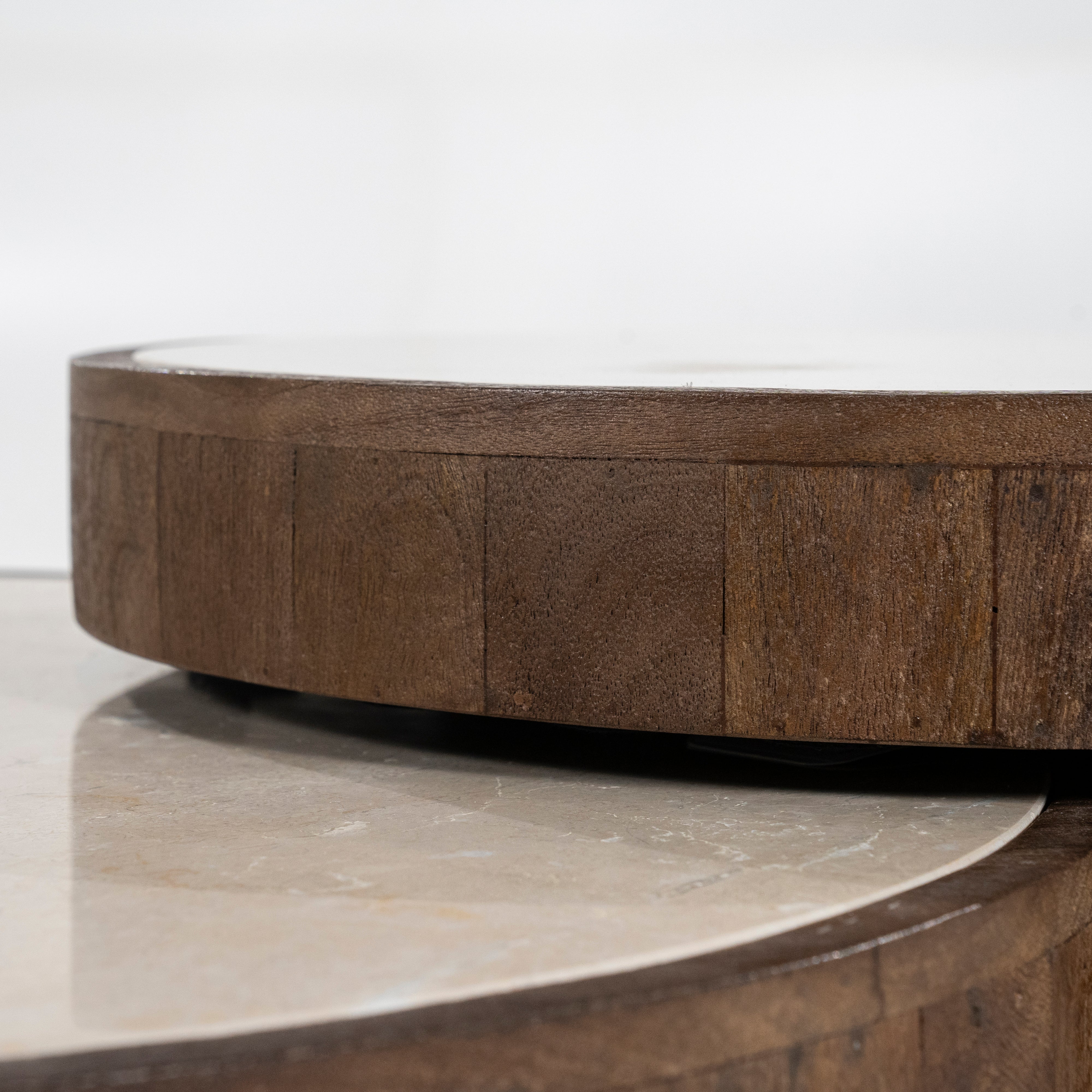 HAZEL Table Set Dark Brown Mango Wood with Marble Top