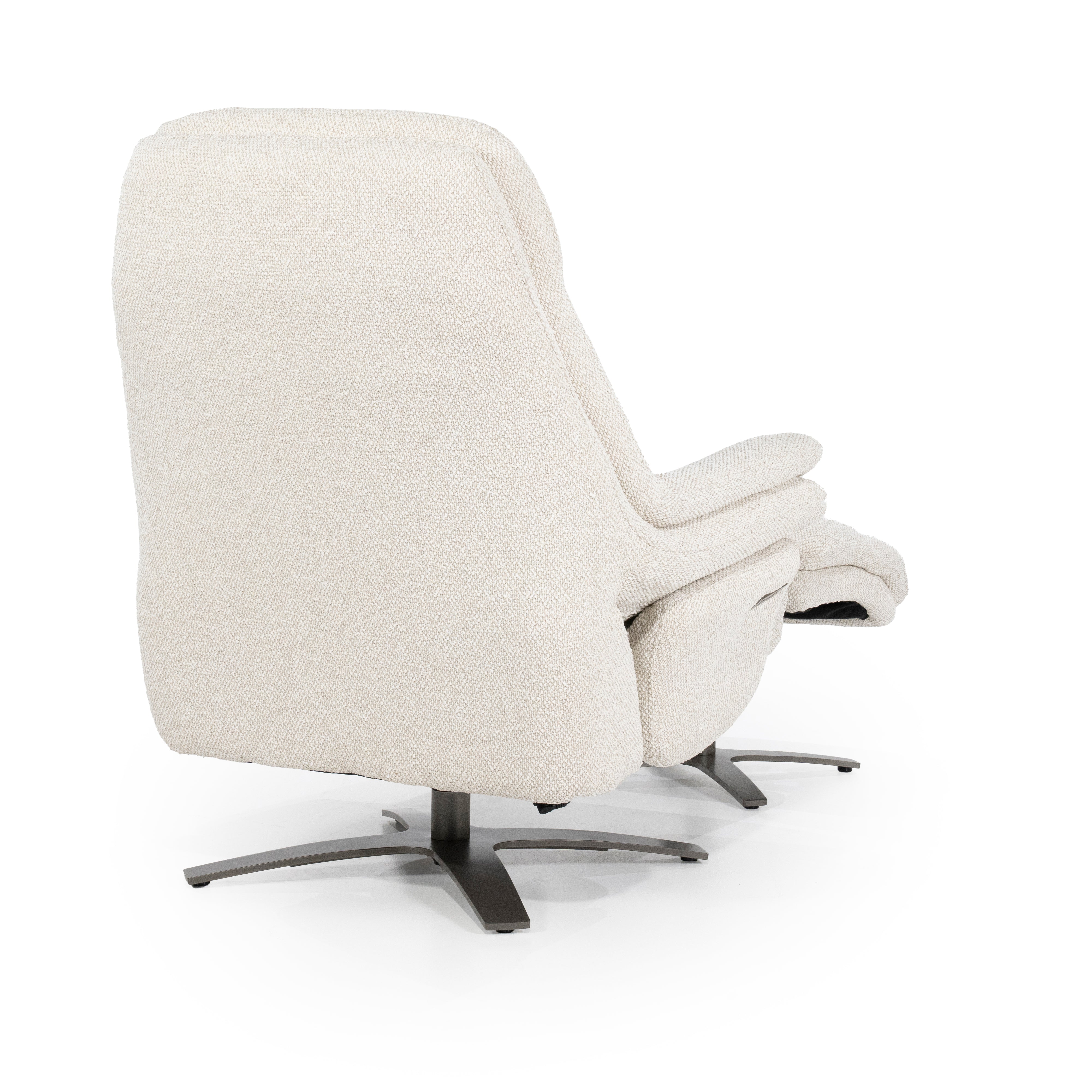 CALEB beige armchair with black base and footrest