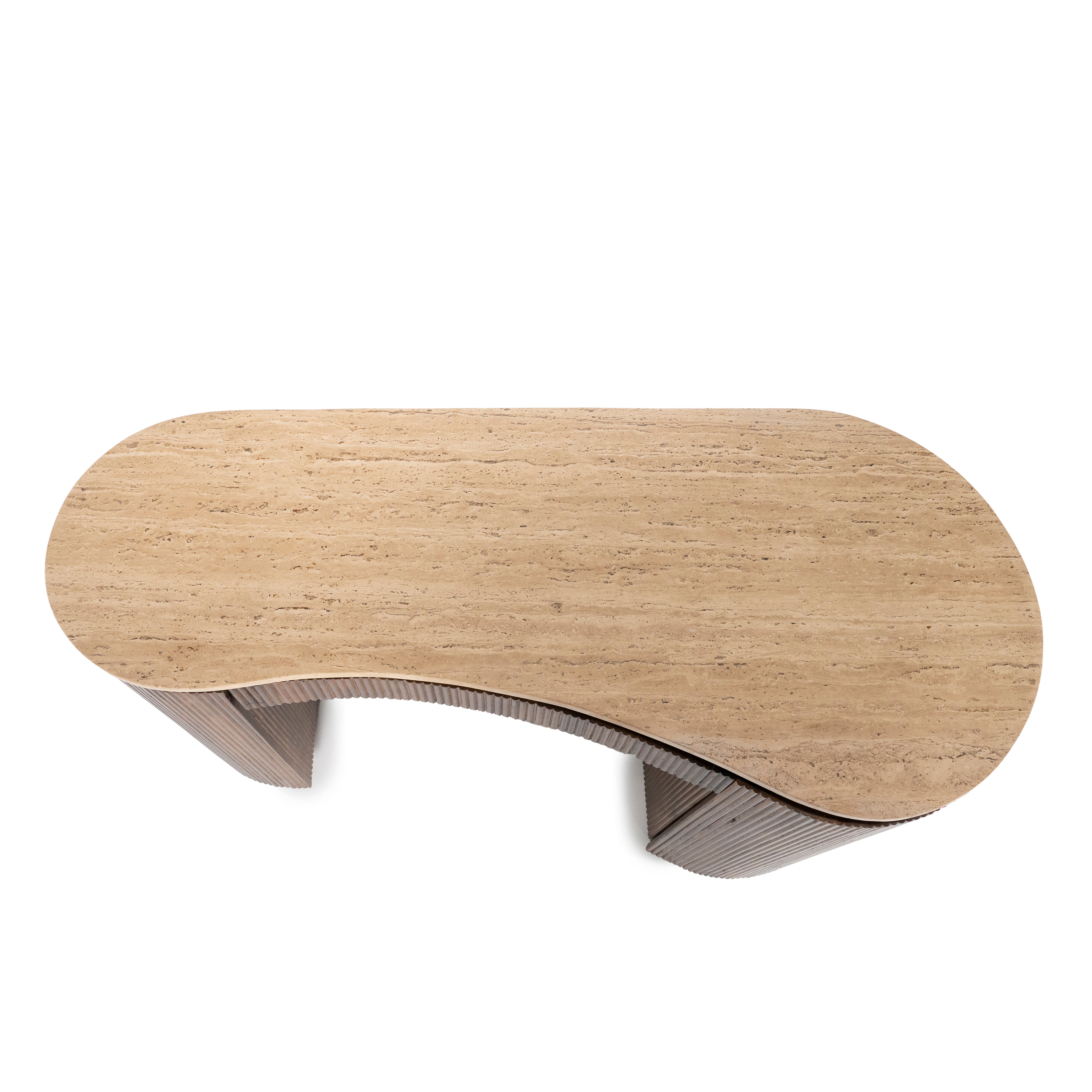 Schreibtisch MARI aus Mangoholz mit einer Tischplatte aus Travertin