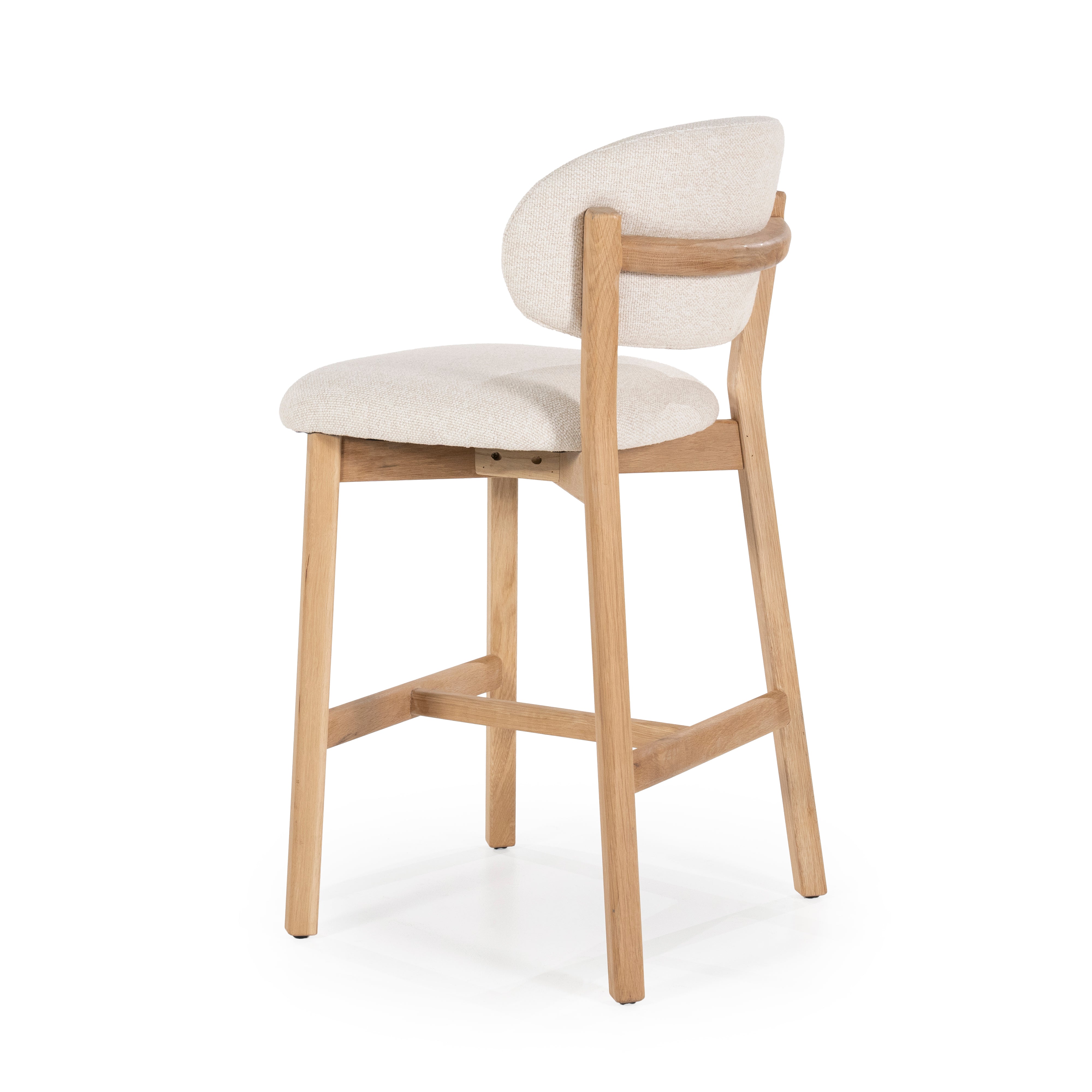 MIKKY Beige Stool with Oak Base