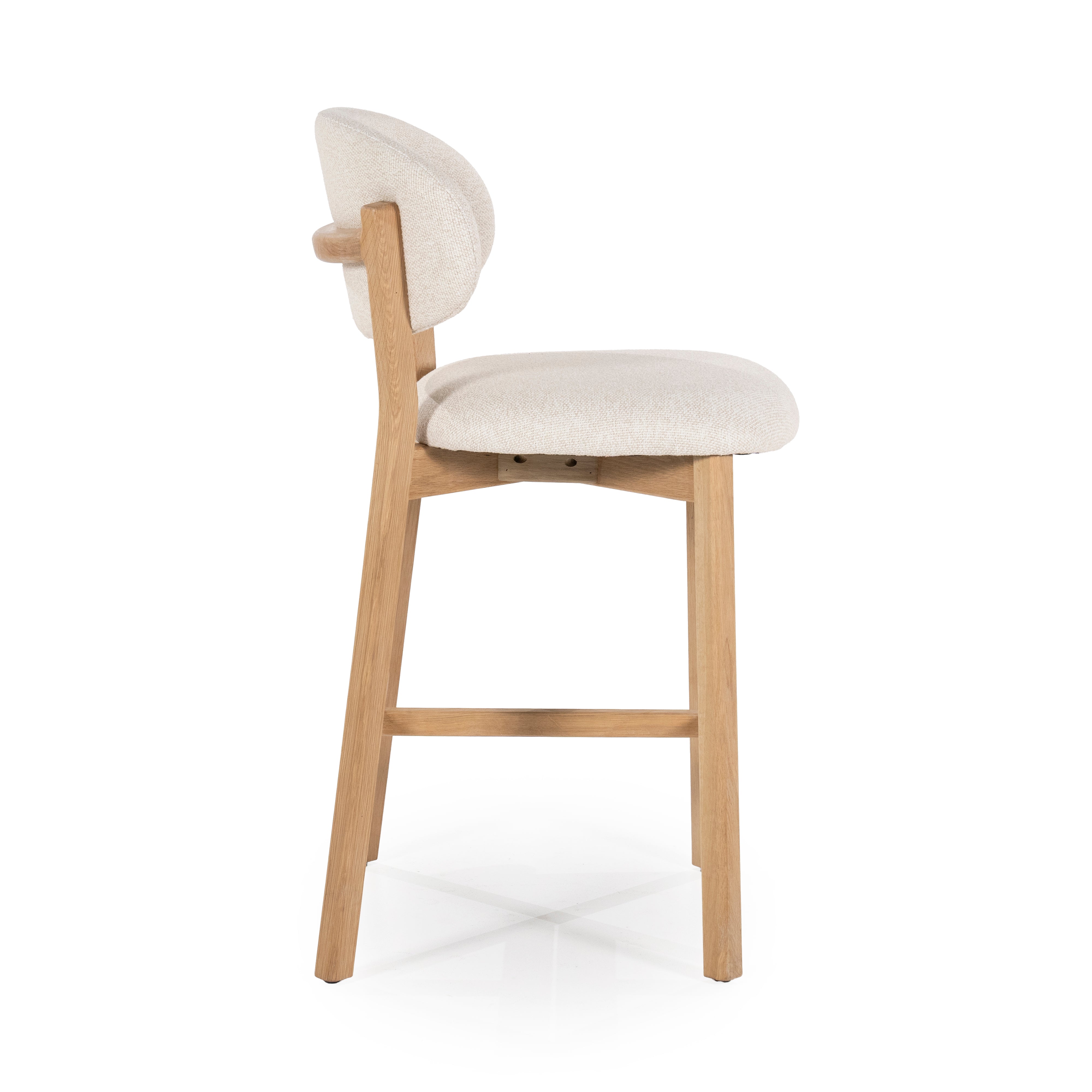 MIKKY Beige Stool with Oak Base