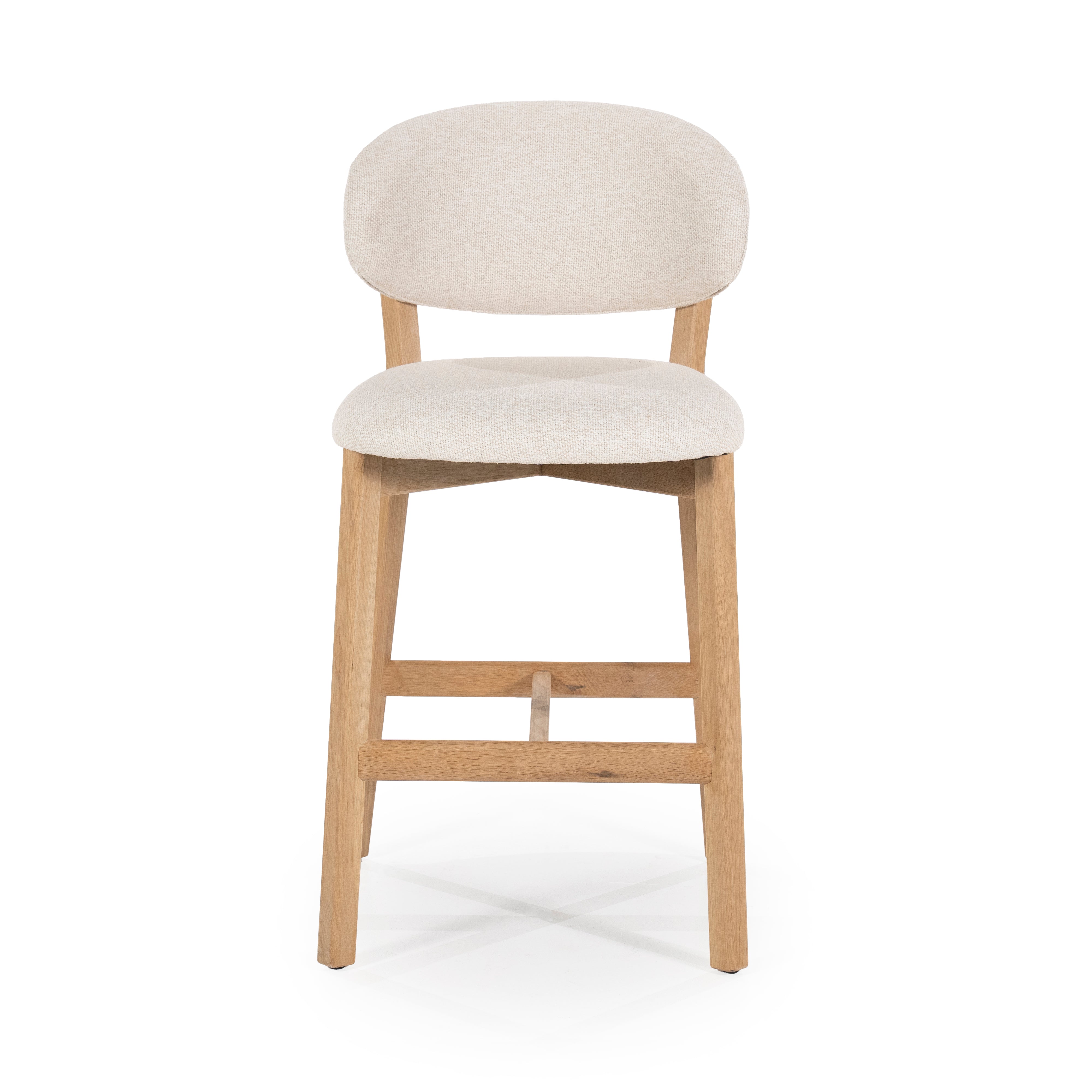 MIKKY Beige Stool with Oak Base
