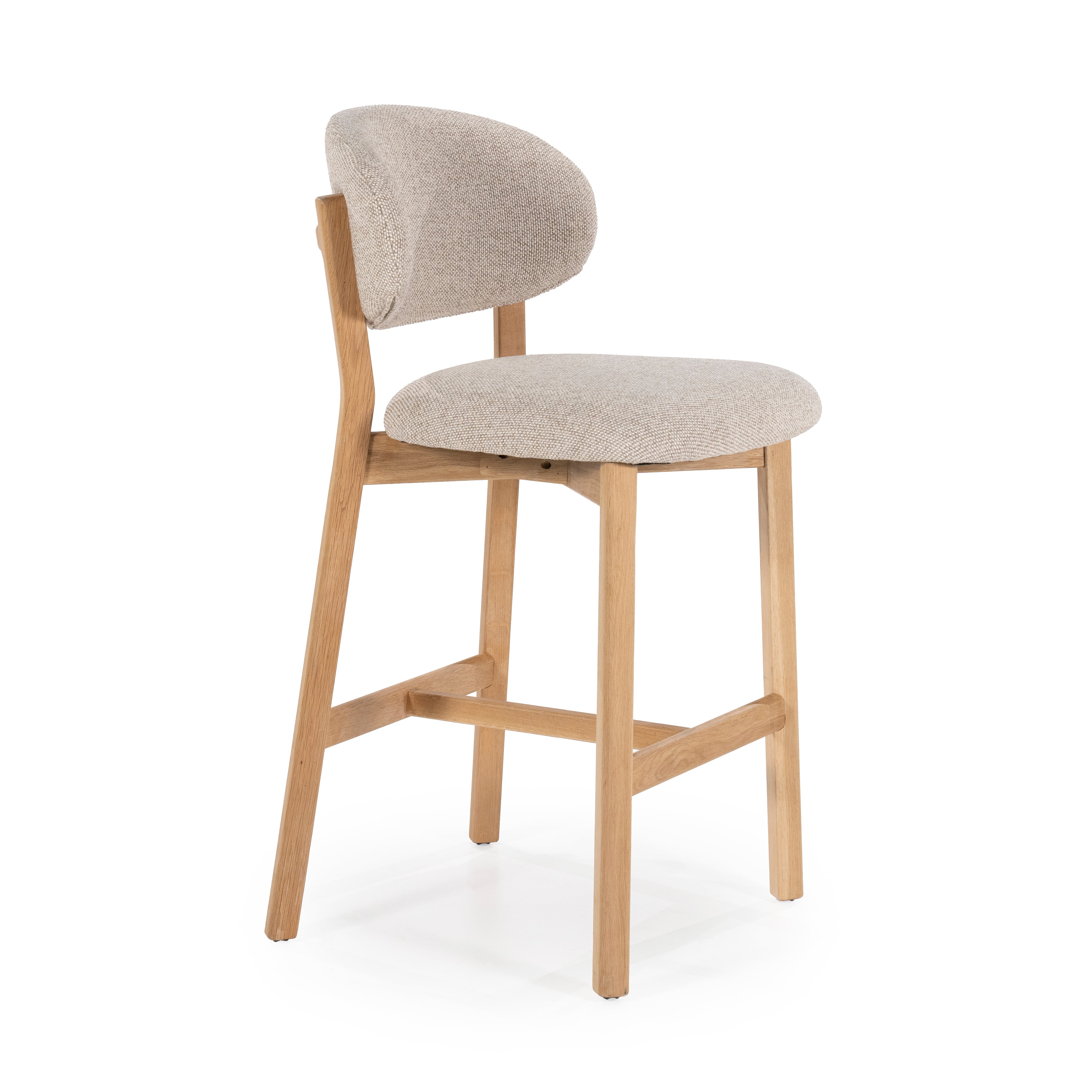 Hocker MIKKY taupe mit Eichenbasis