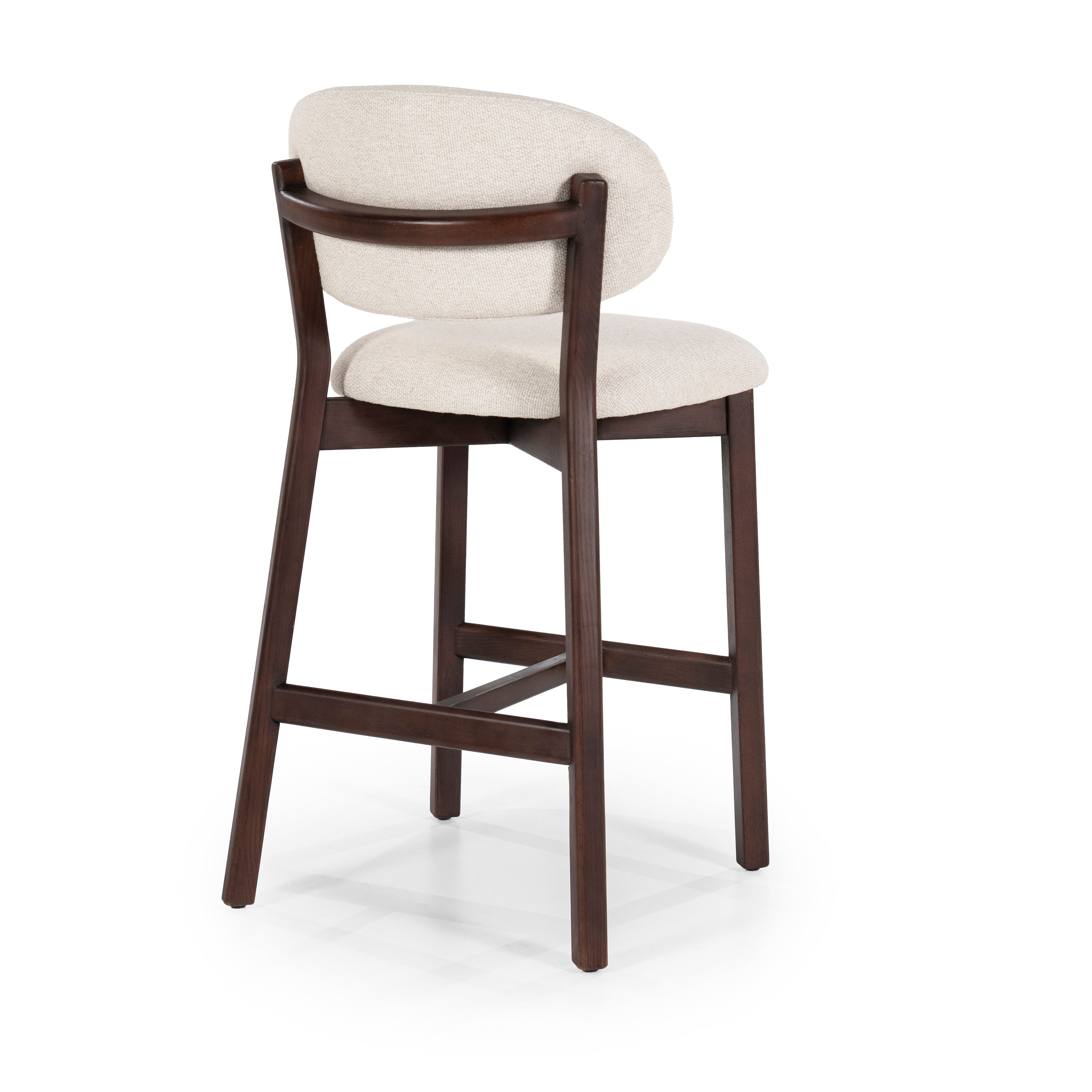 MIKKY Beige Stool with Dark Oak Base