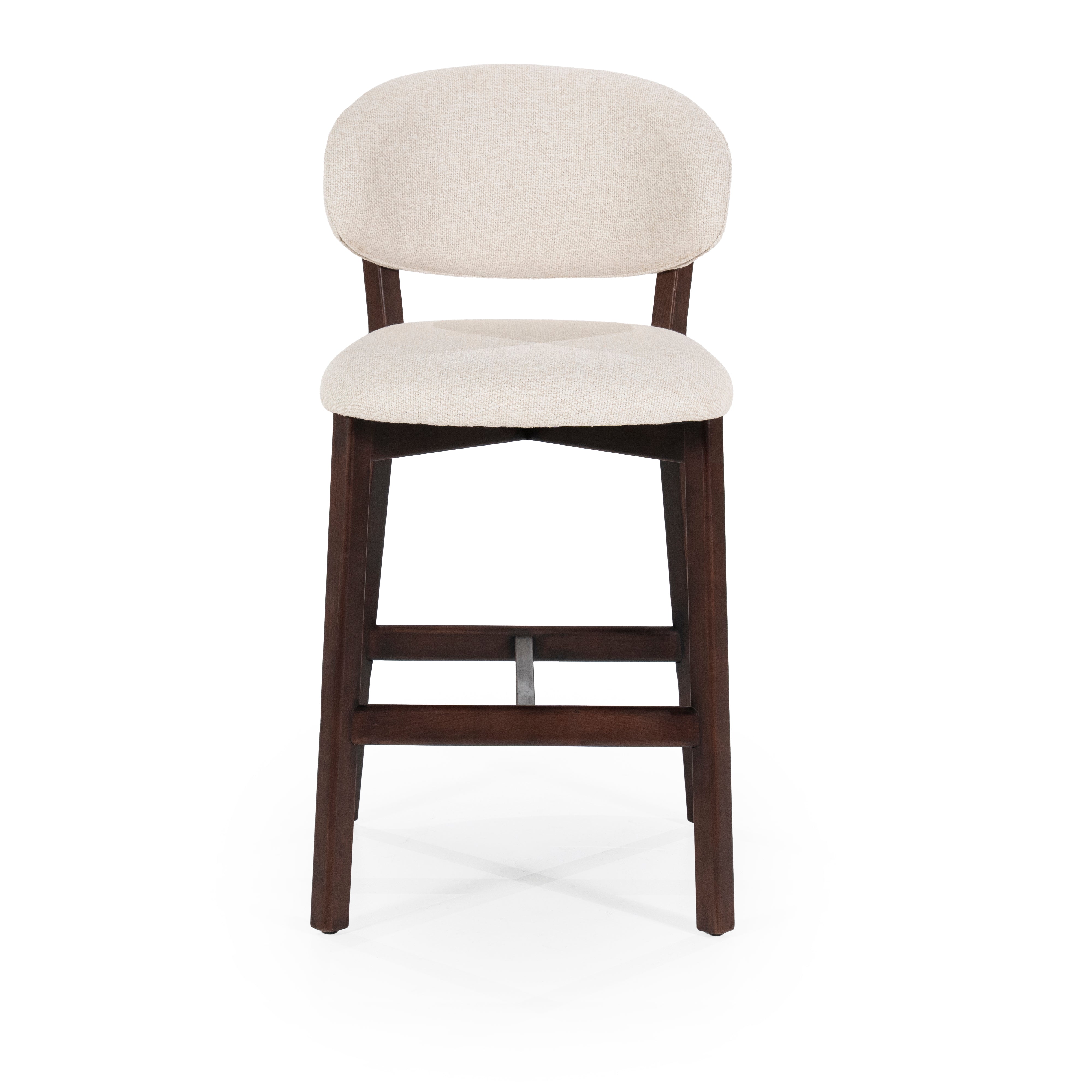 MIKKY Beige Stool with Dark Oak Base