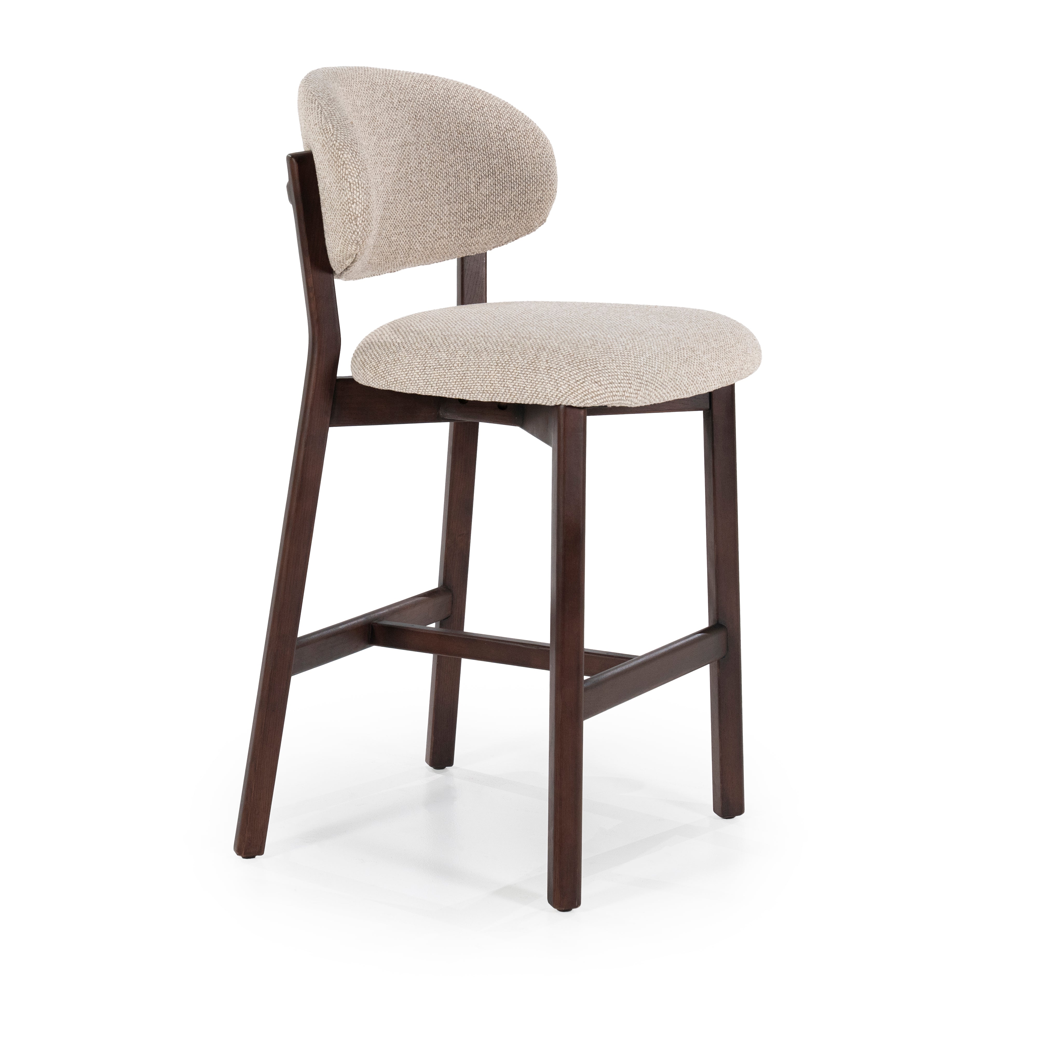 Hocker MIKKY taupe mit dunklem Eichenfuß