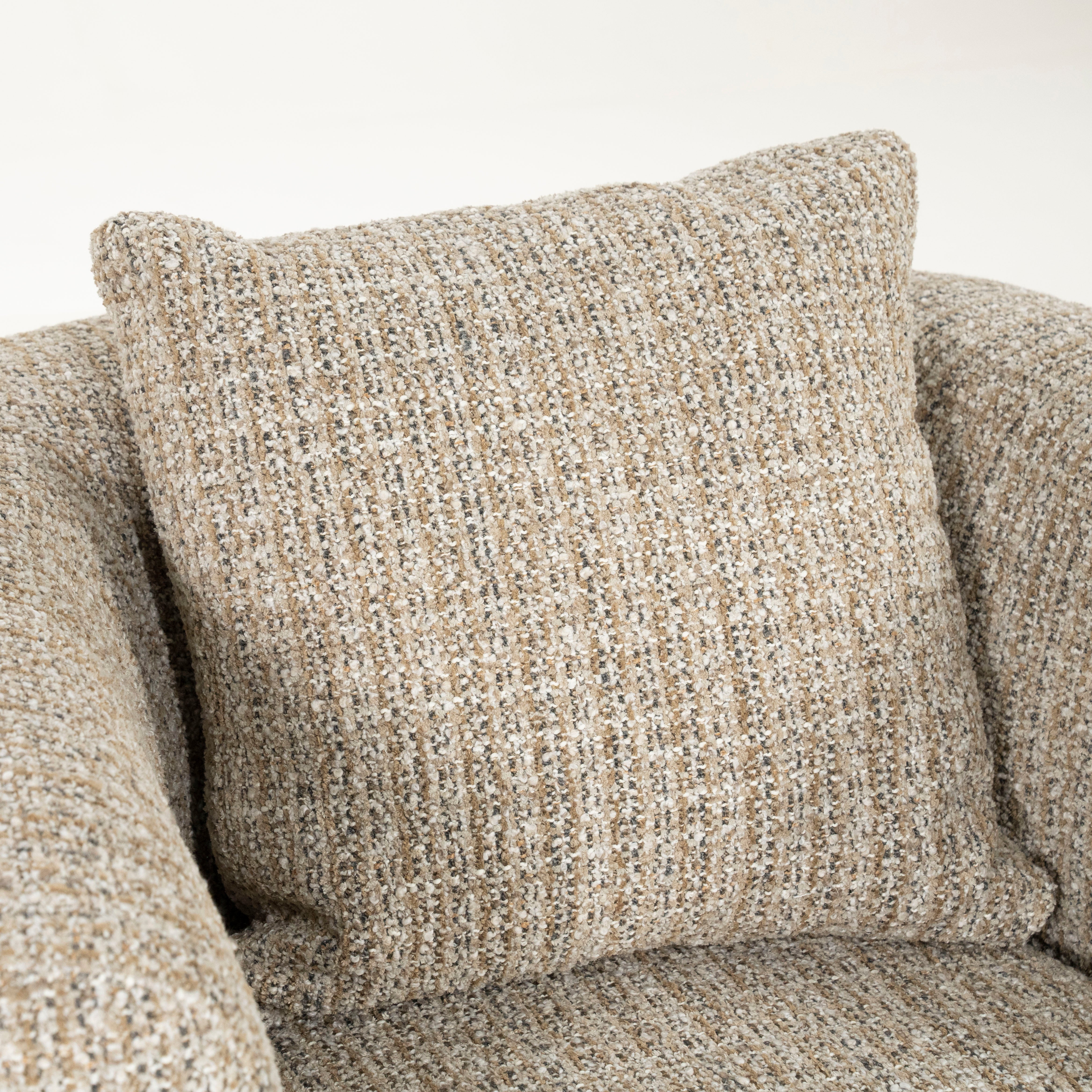 JORDAN beige swivel armchair with wooden base