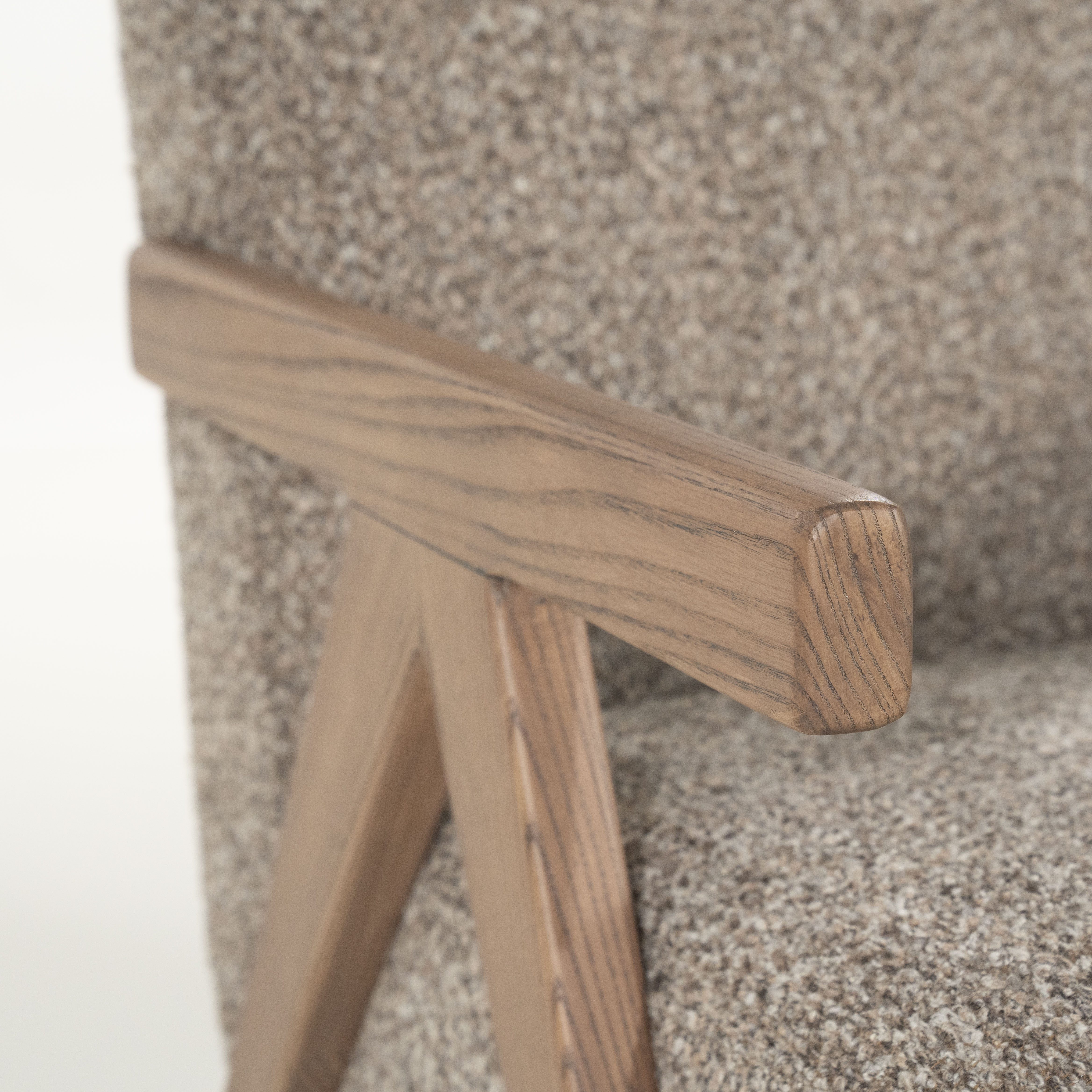 FRANCIS Armchair in Dark Beige with Wooden Base