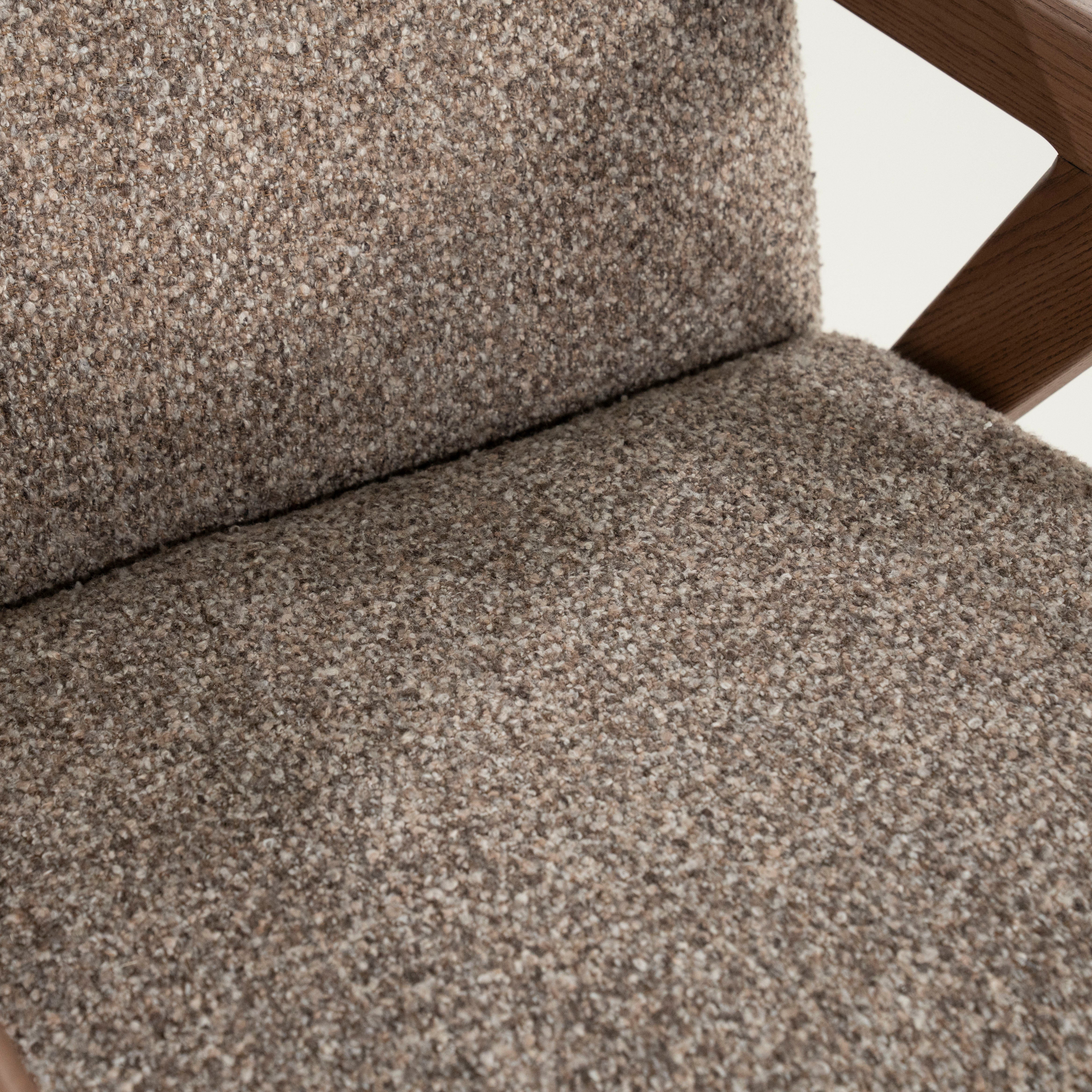 FRANCIS Armchair in Dark Beige with Wooden Base