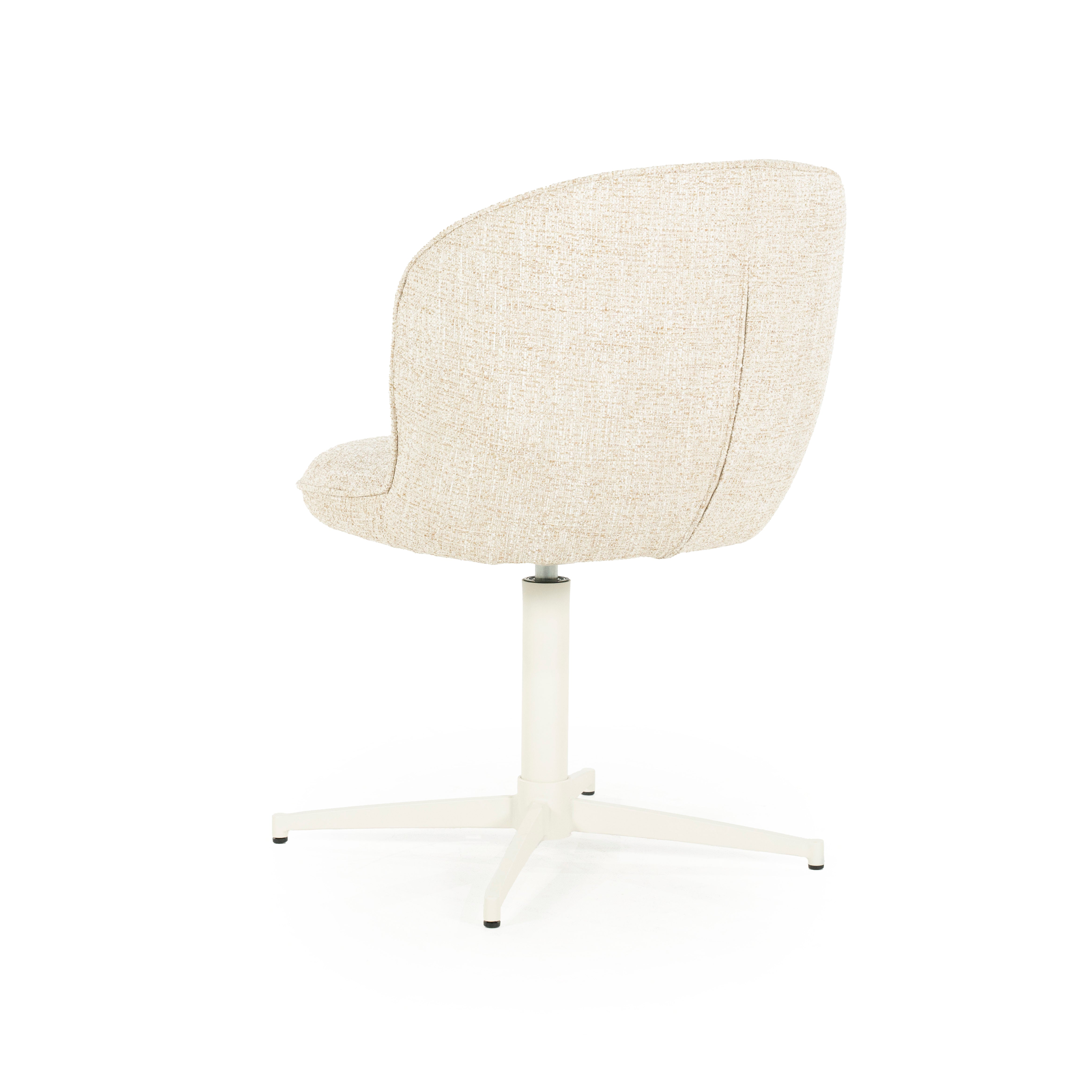 MOLLY Cream Swivel Chair with Cream Base