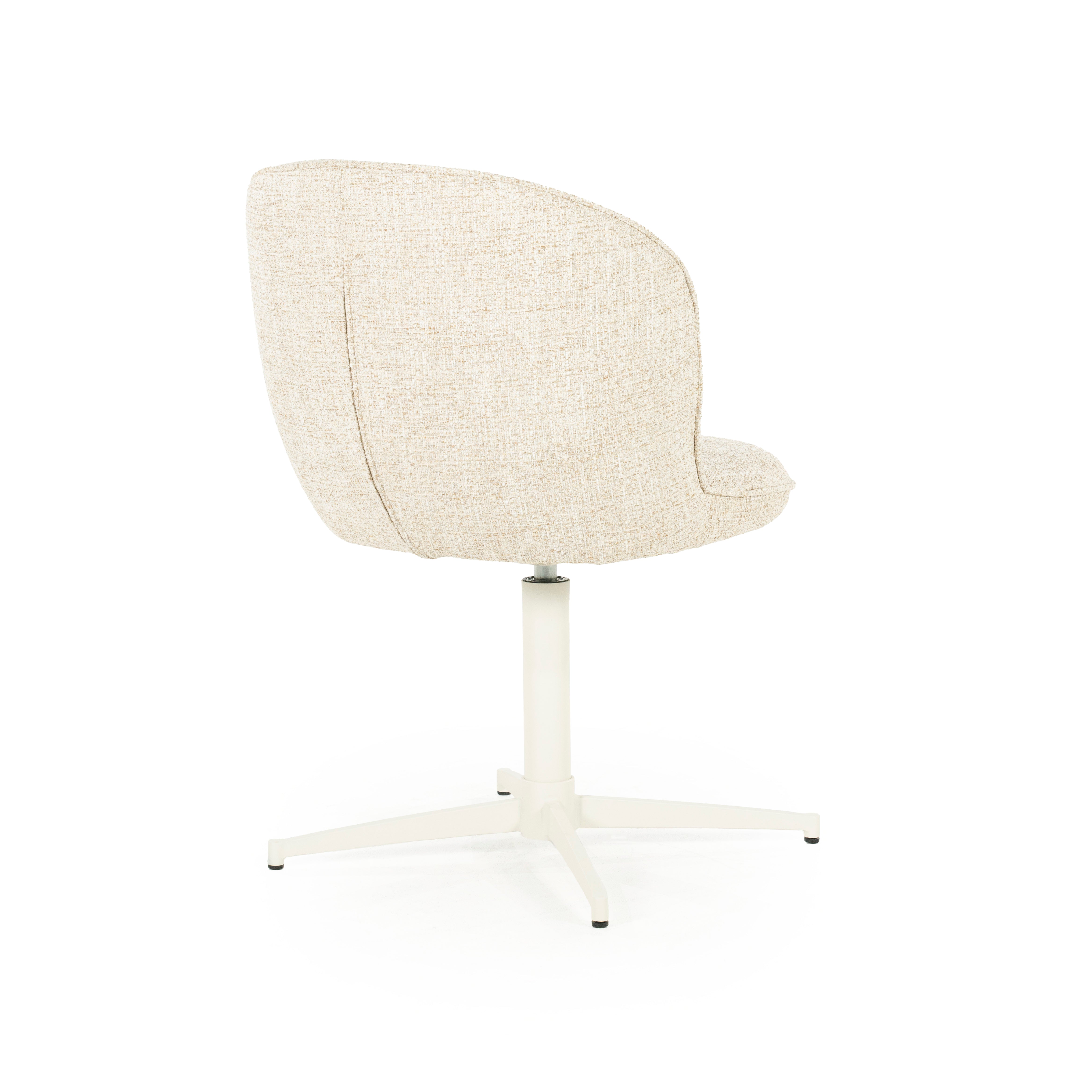 MOLLY Cream Swivel Chair with Cream Base