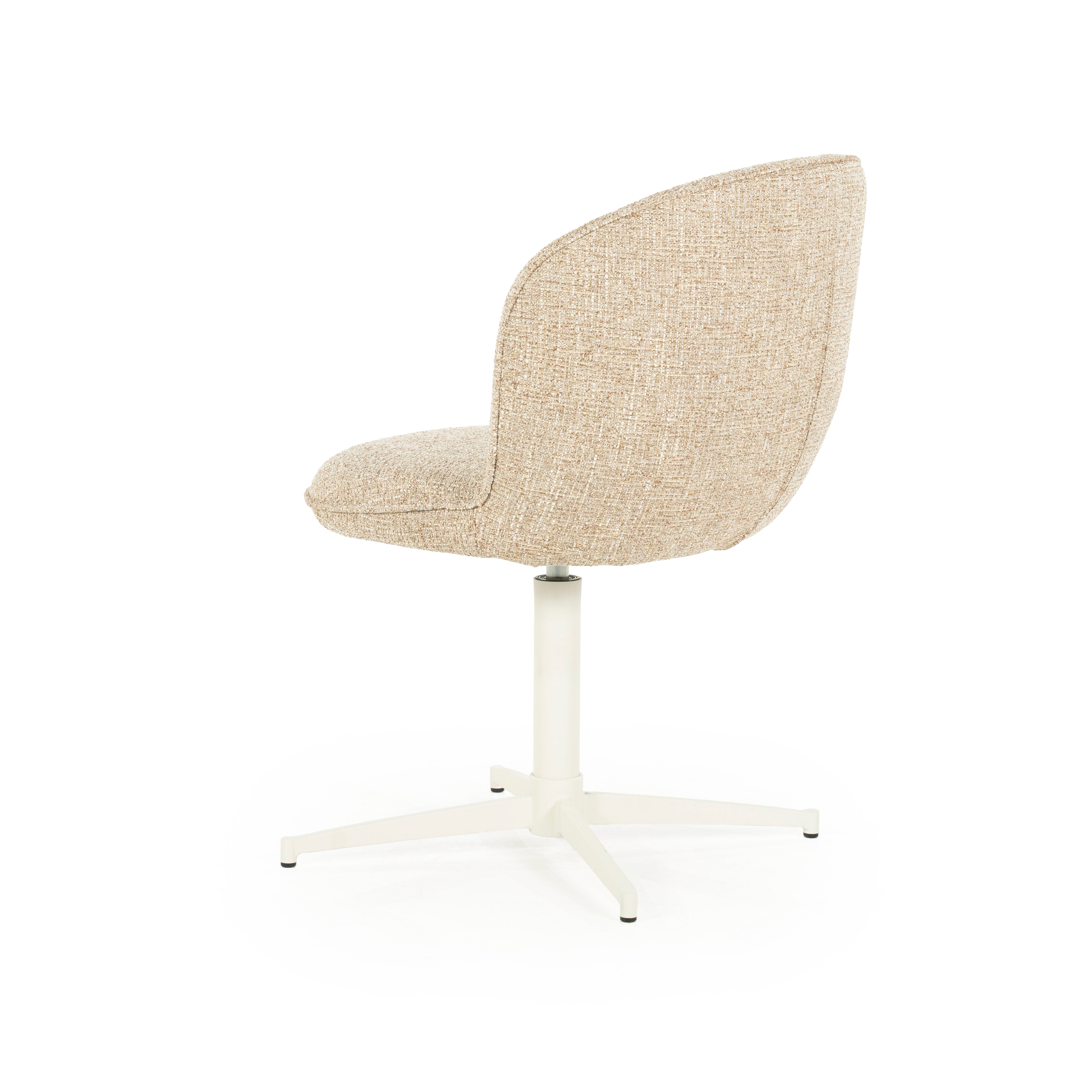 MOLLY Beige Swivel Chair with Cream Base