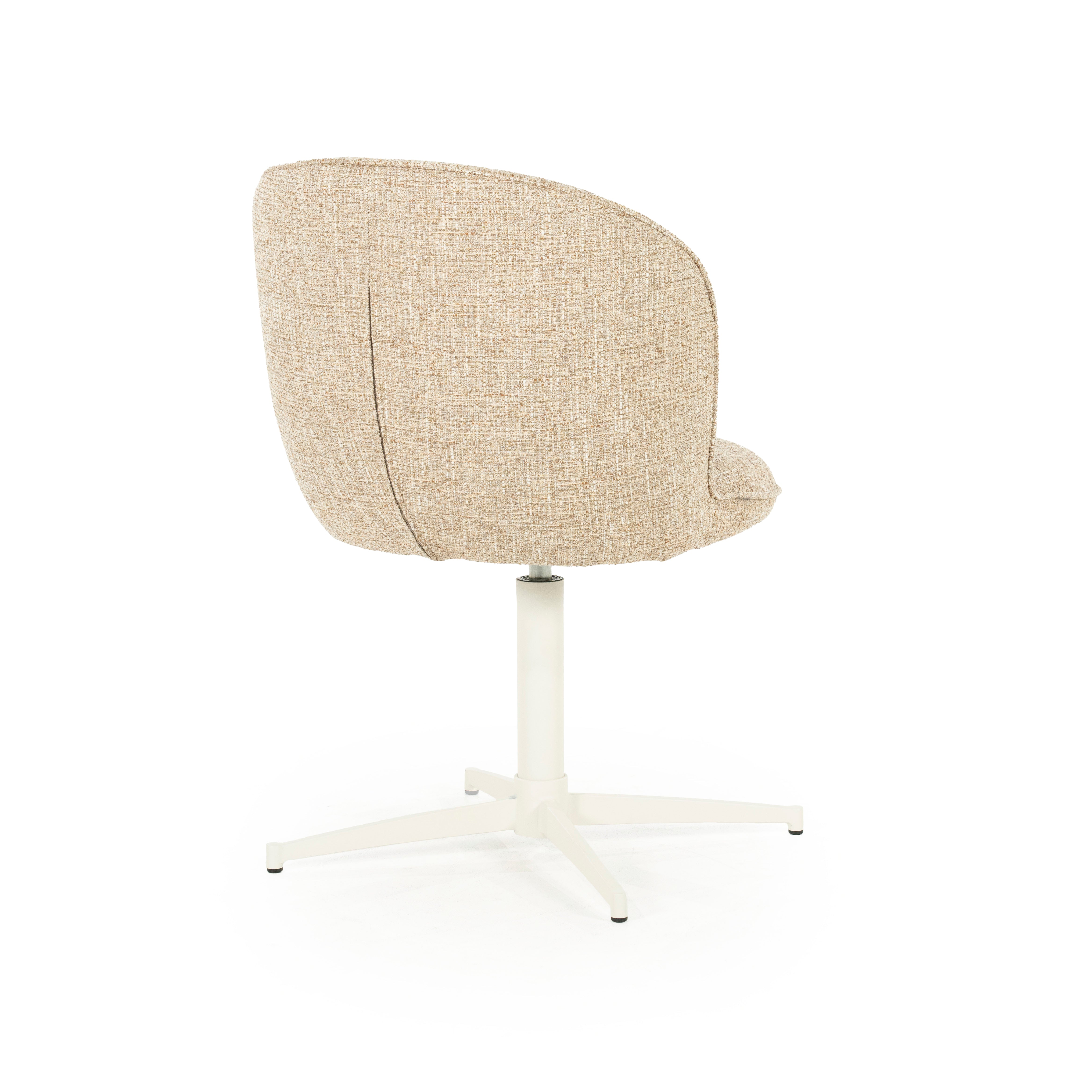 MOLLY Beige Swivel Chair with Cream Base