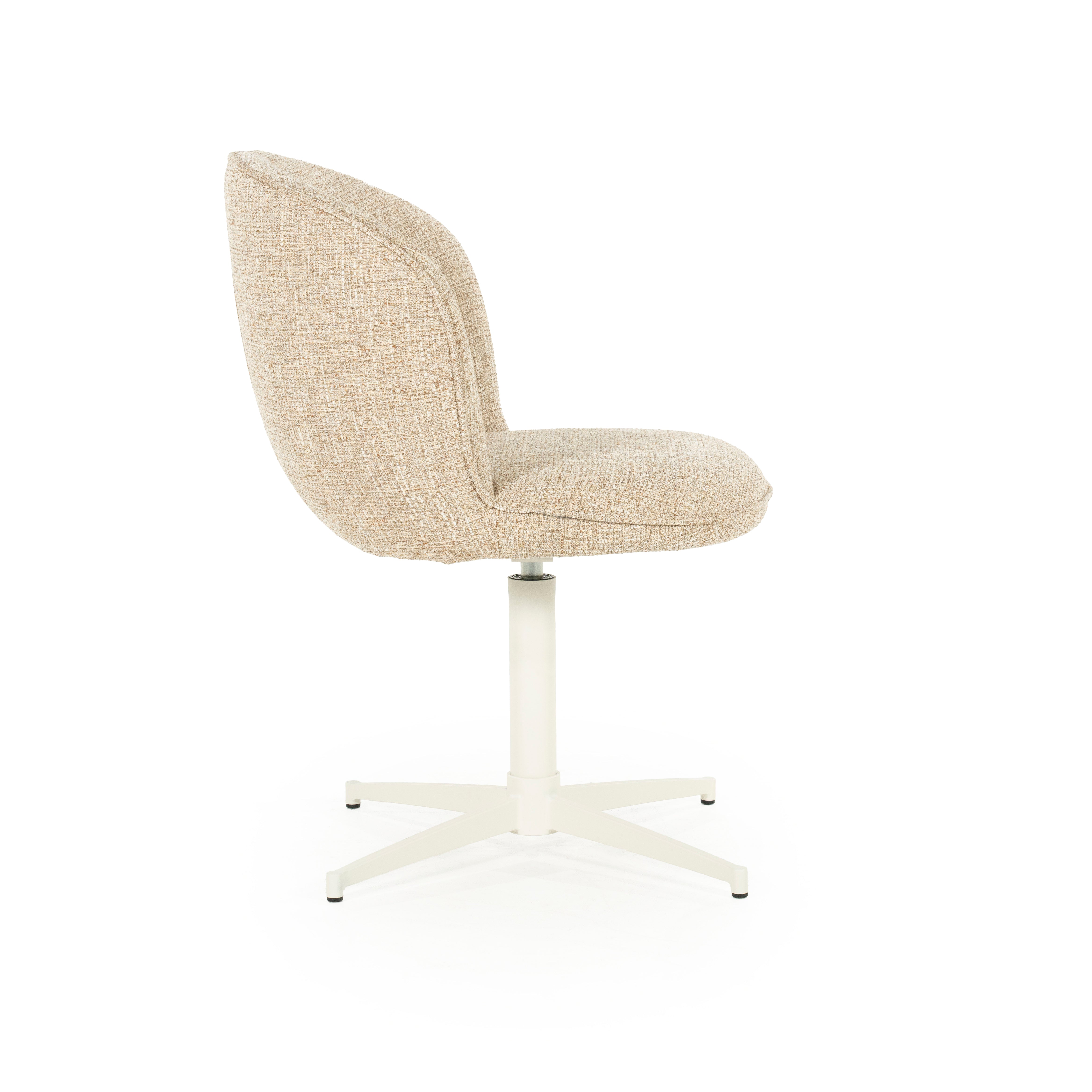 MOLLY Beige Swivel Chair with Cream Base