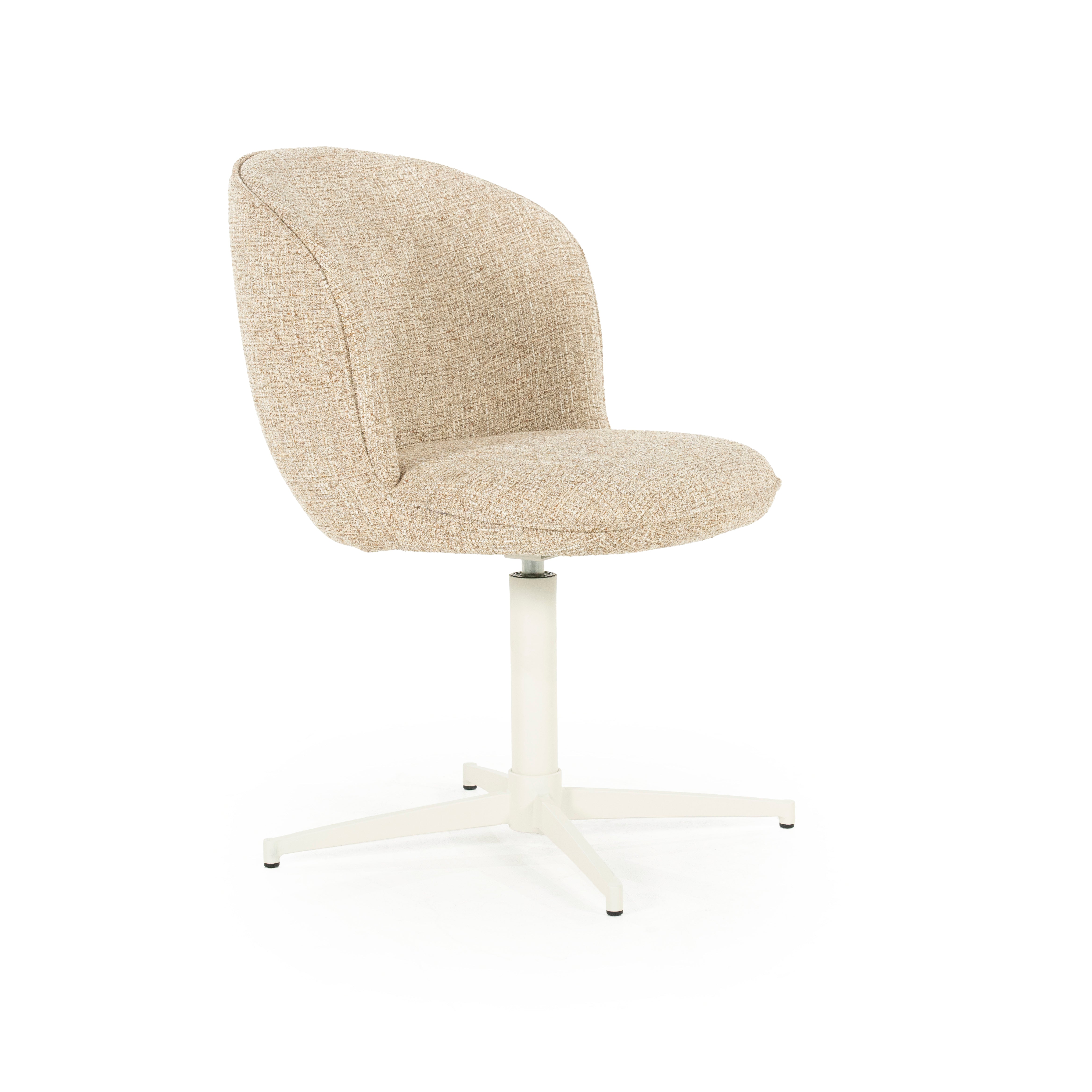MOLLY Beige Swivel Chair with Cream Base