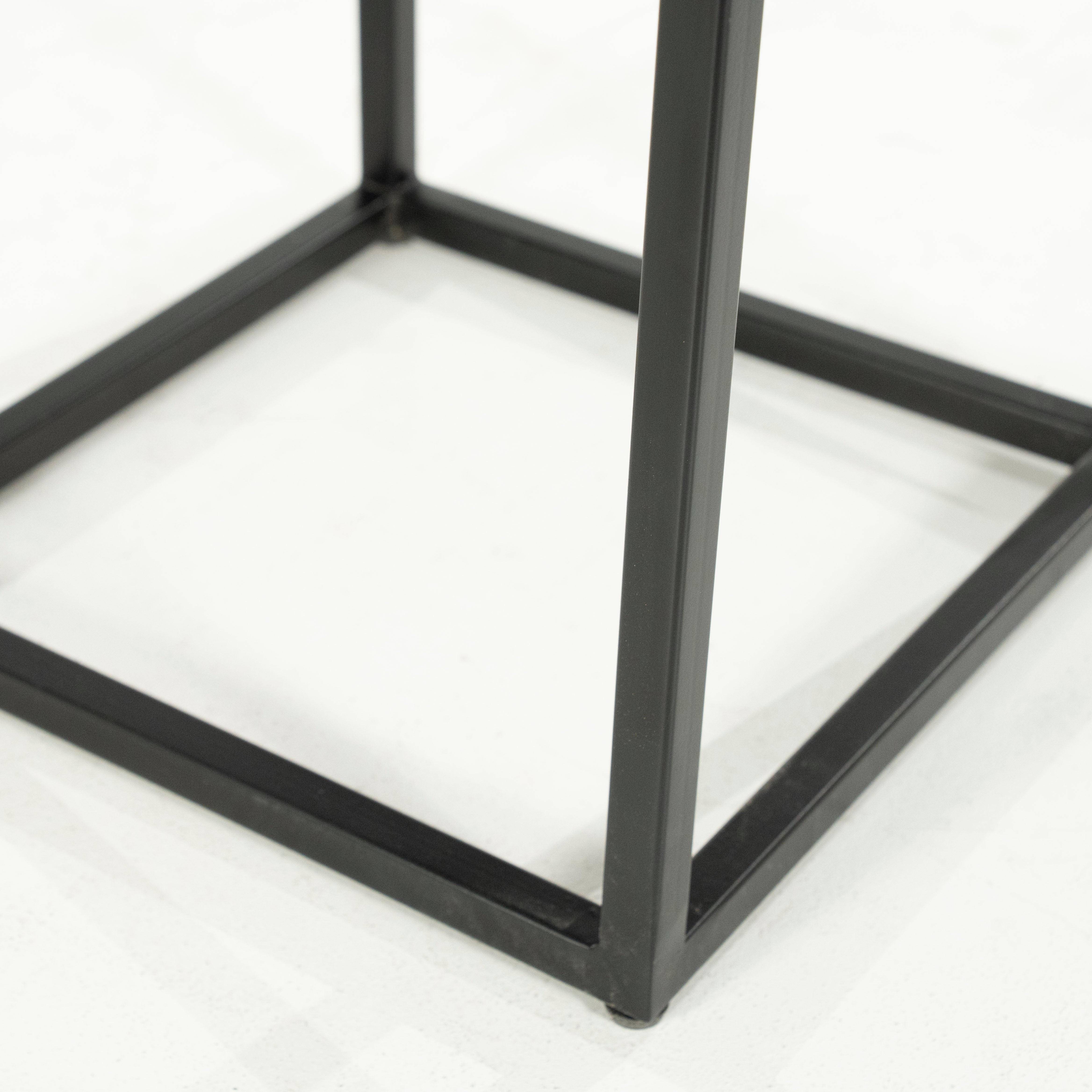 RICO Side Table Dark Brown Marble with Metal Base