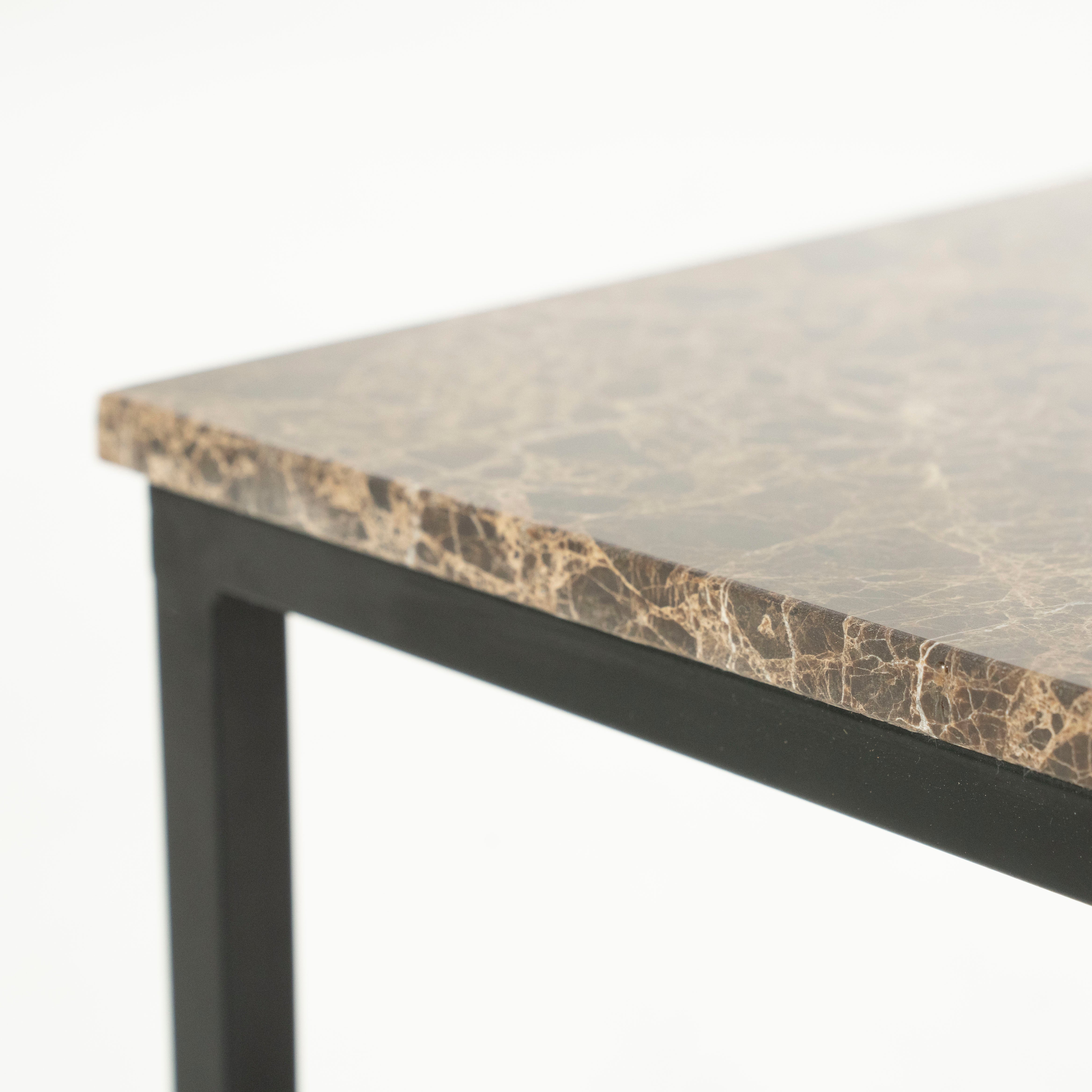 RICO Side Table Dark Brown Marble with Metal Base