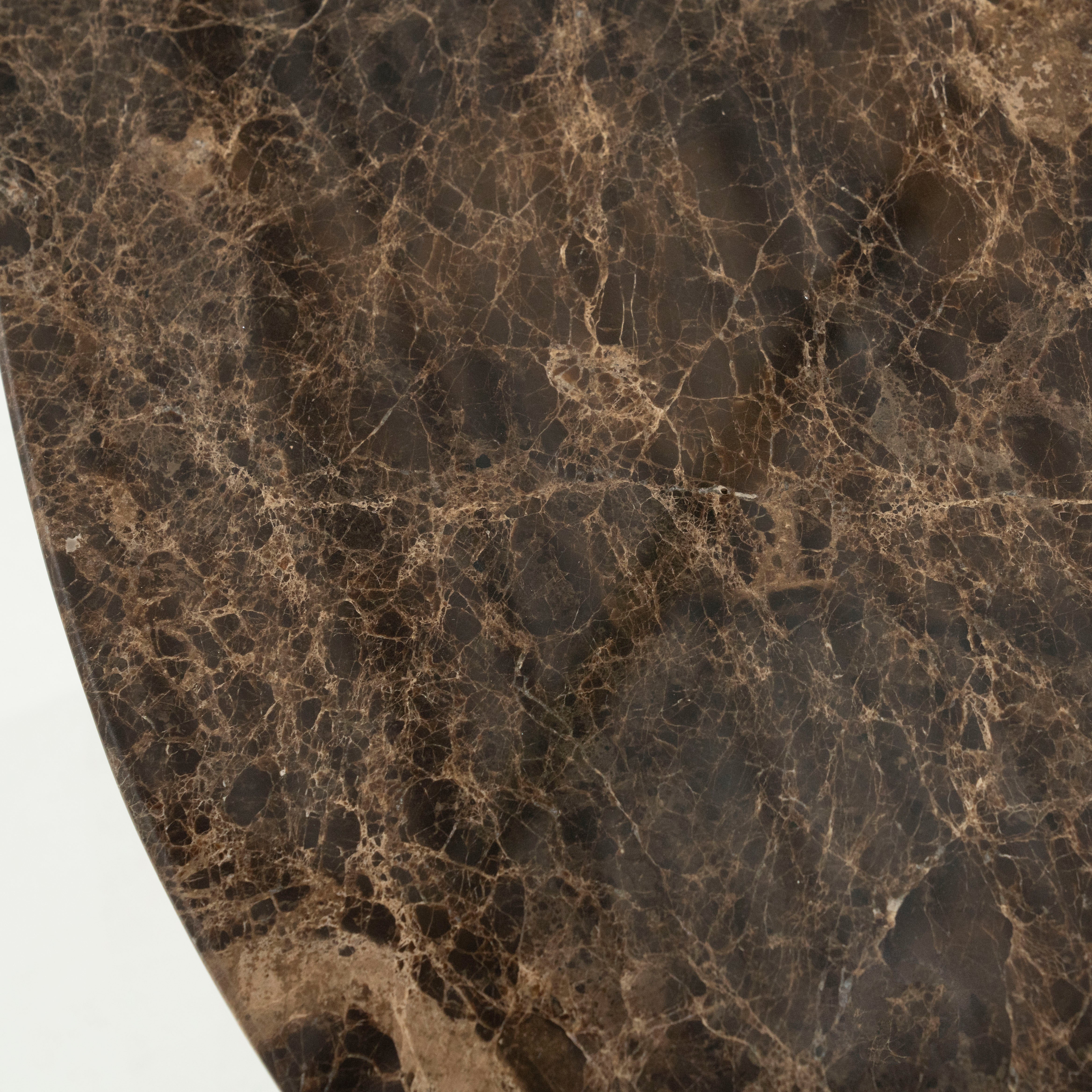 BRADLEY dark brown marble coffee table with a wooden base