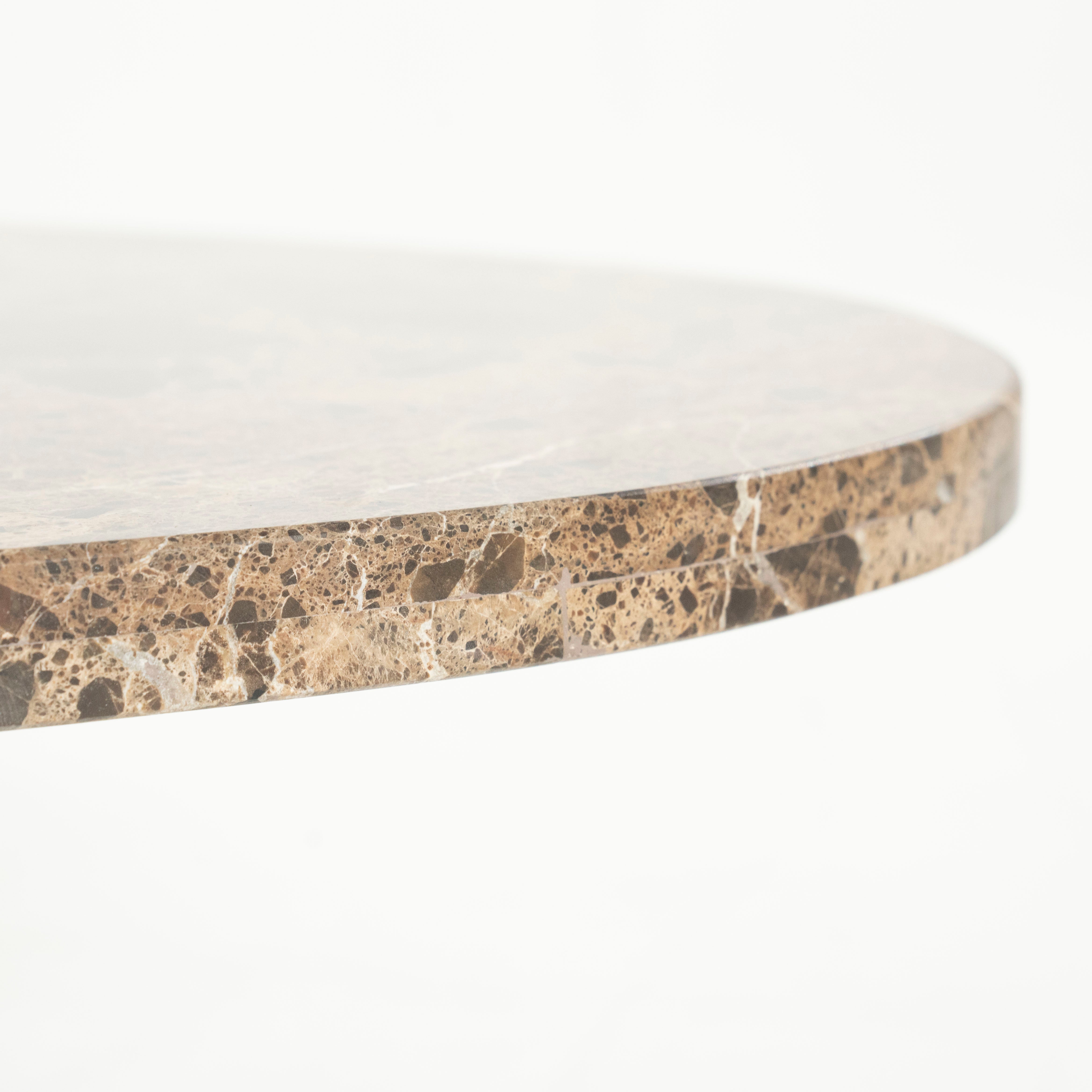 BRADLEY dark brown marble coffee table with a wooden base