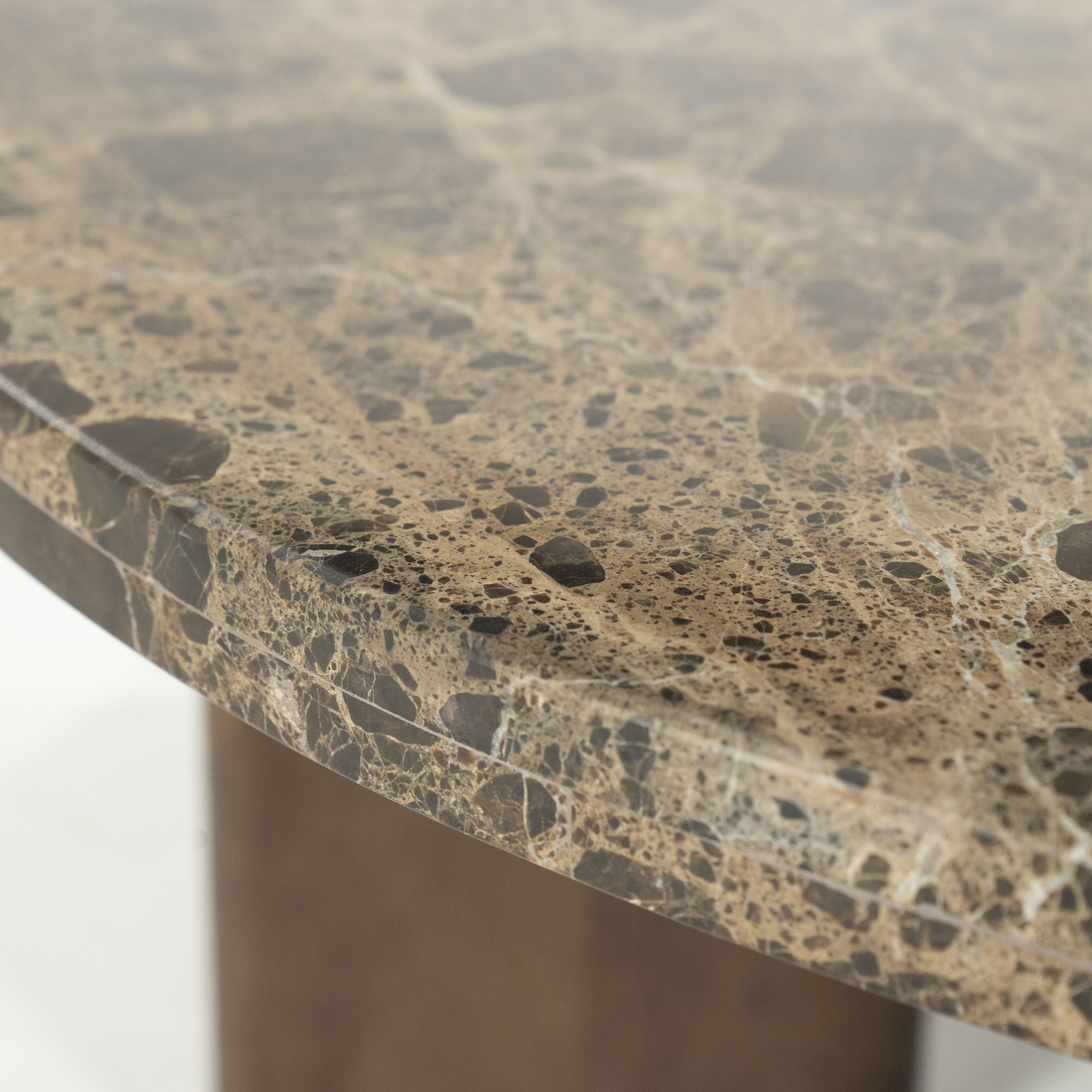 LANDO dark brown marble coffee table with wooden base