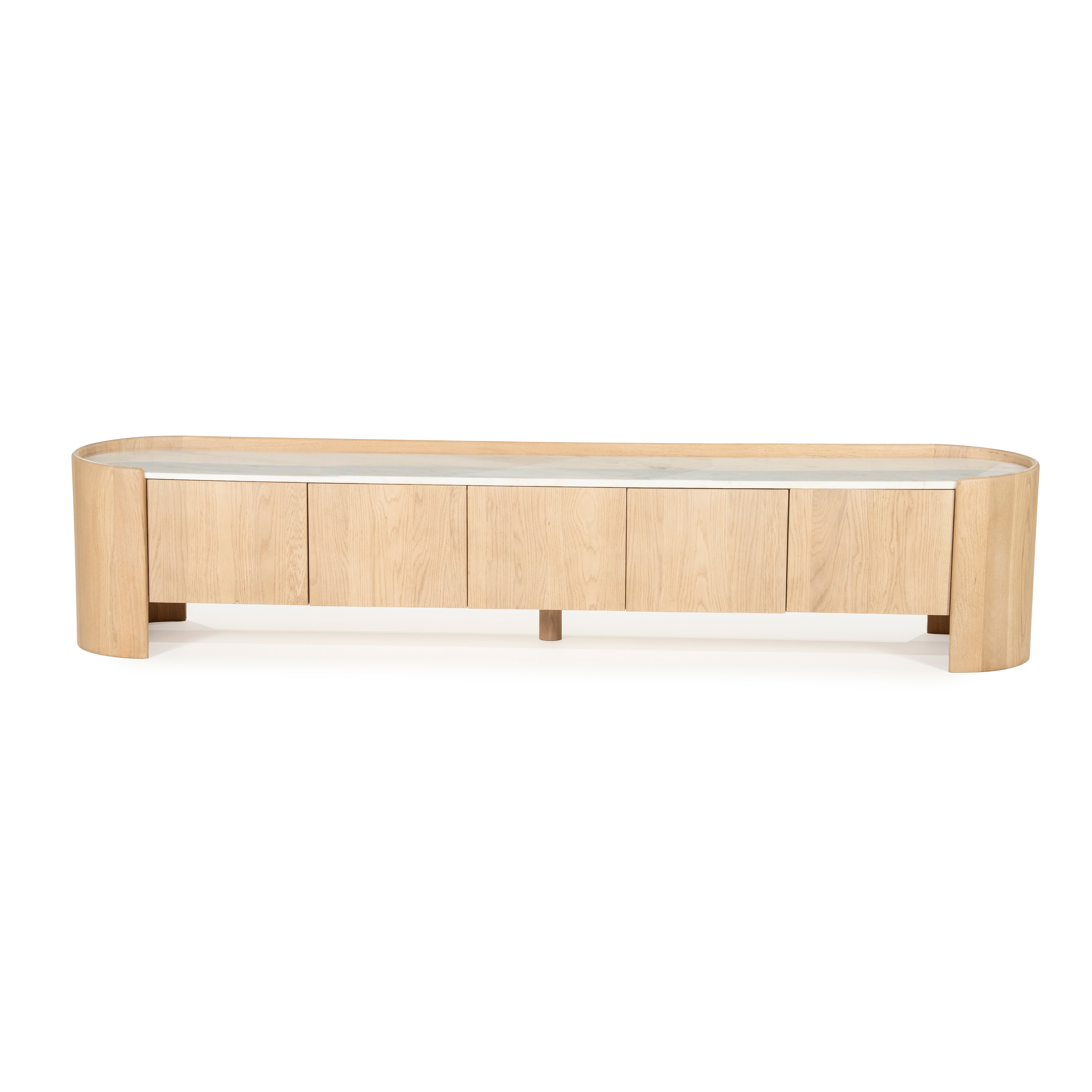 RTV cabinet DON oak wood with marble top