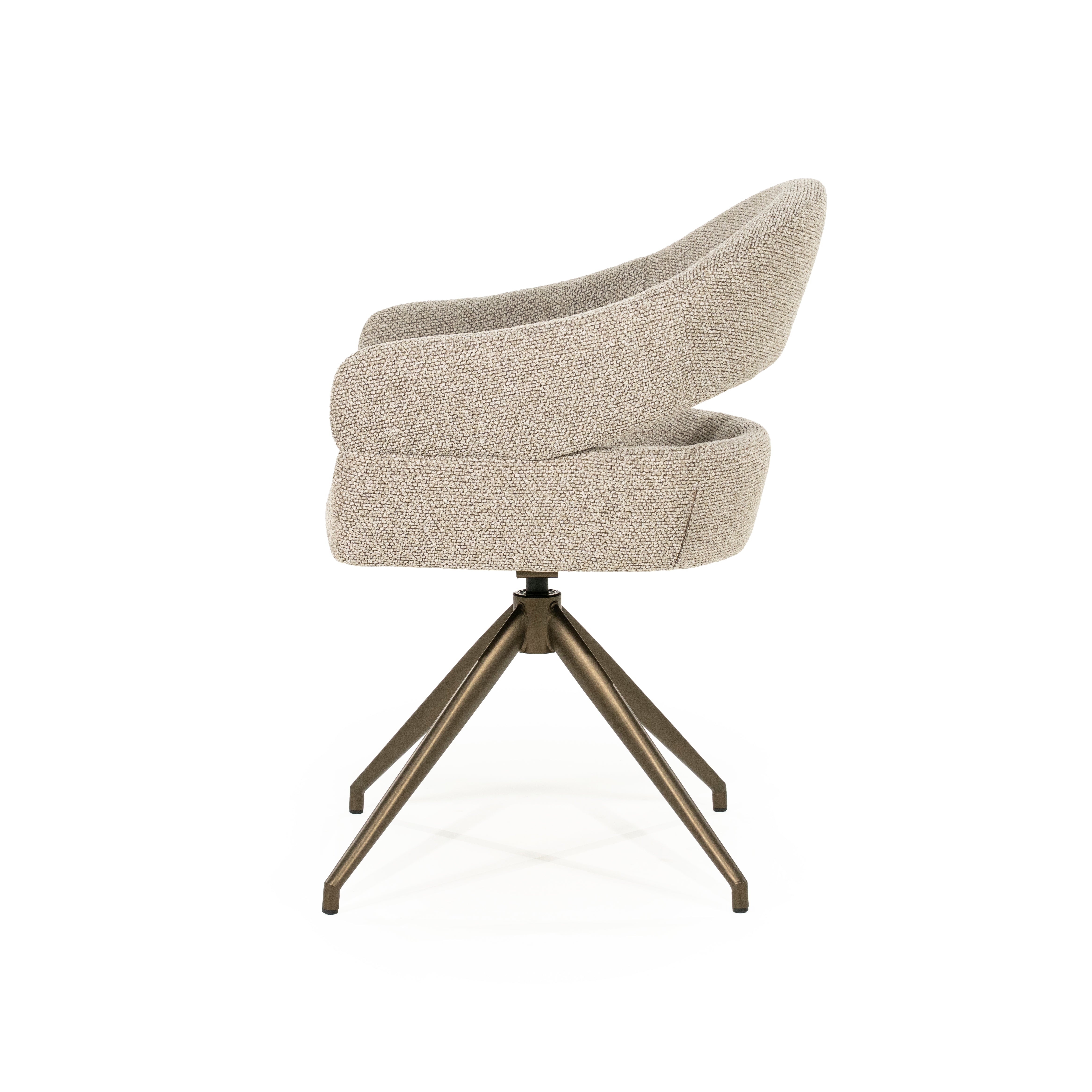 Drehstuhl HAILEY taupe mit dunkelbraunem Fußteil