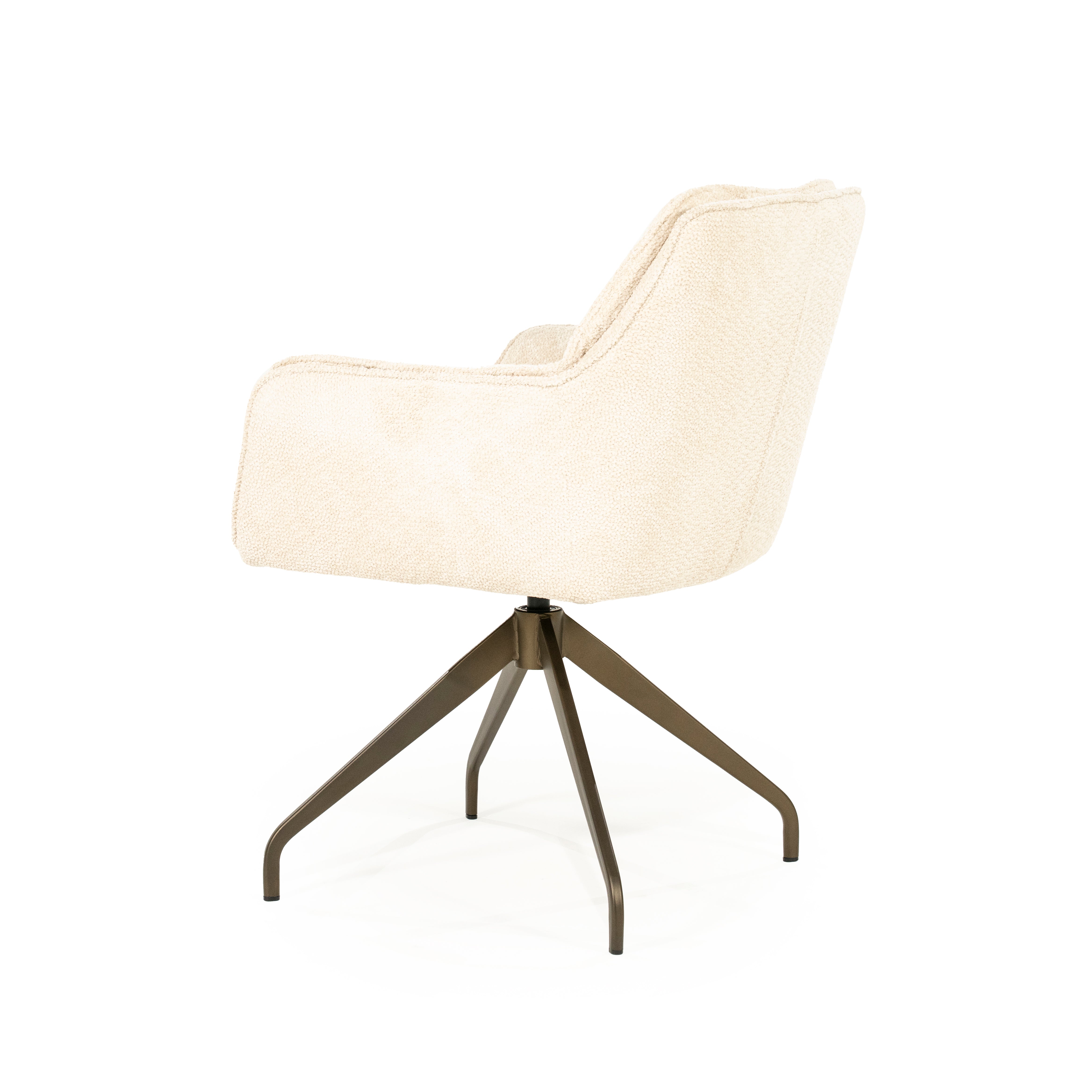 HUGO swivel chair beige with dark brown base