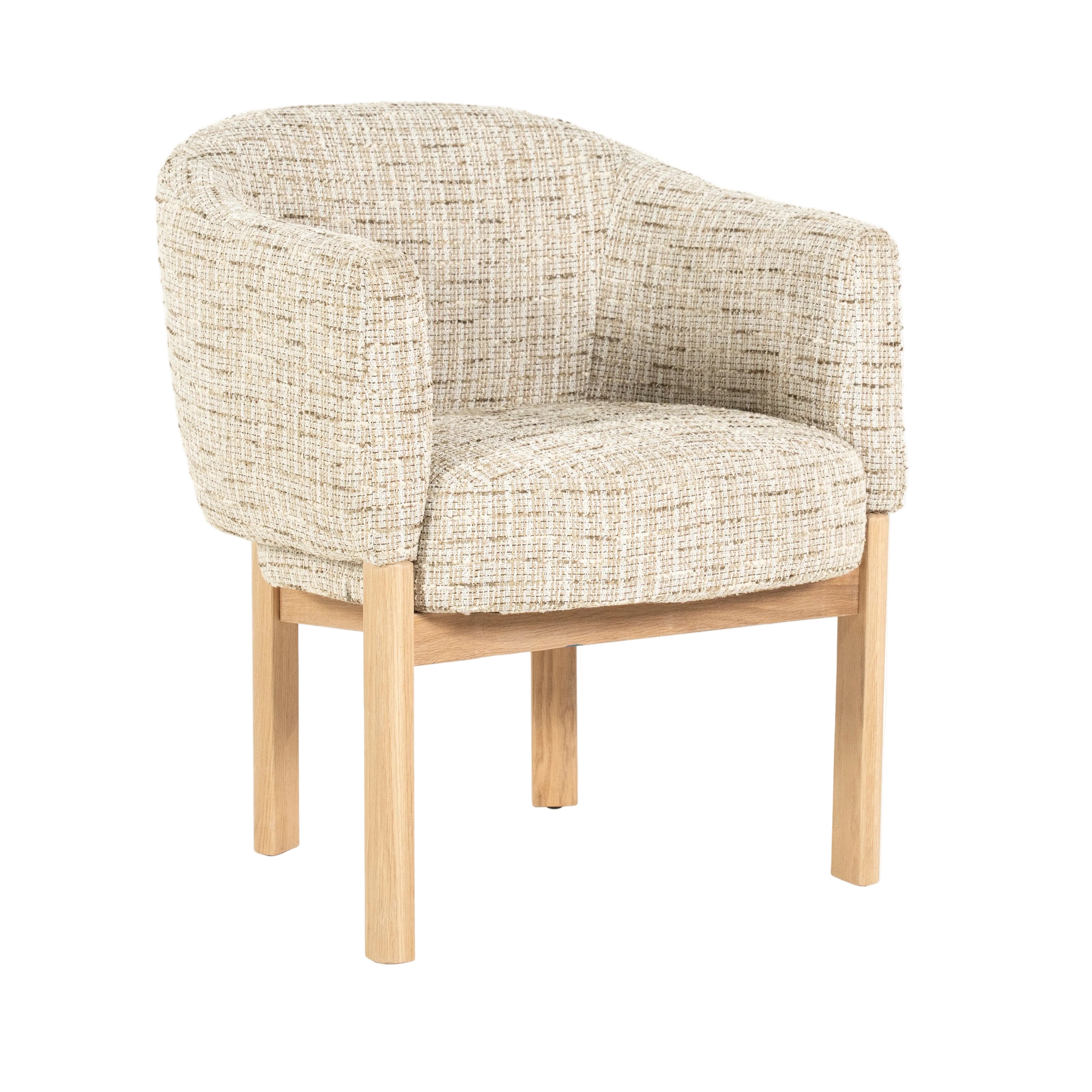 MICHA Armchair in Beige with Oak Base