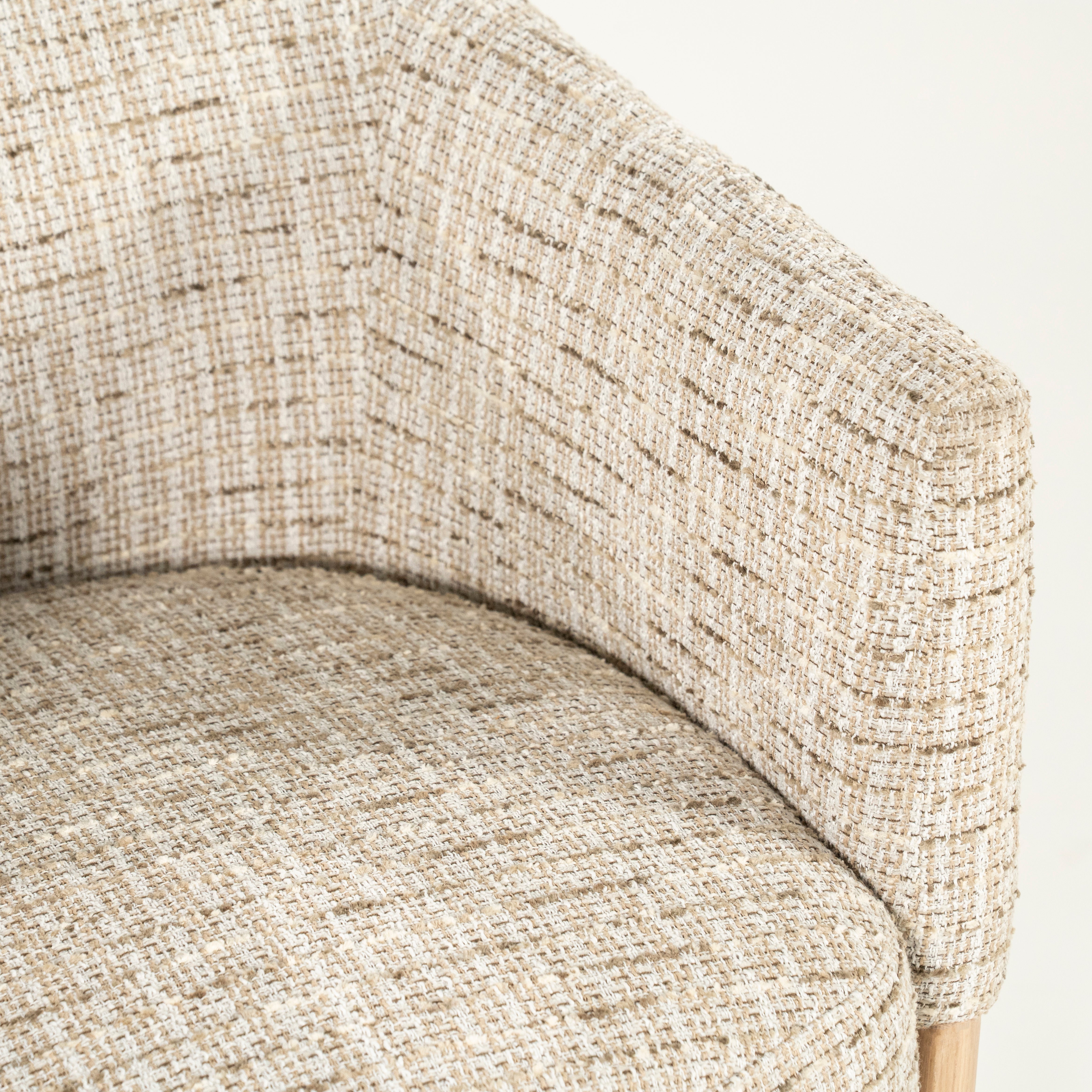 MICHA Armchair in Beige with Oak Base