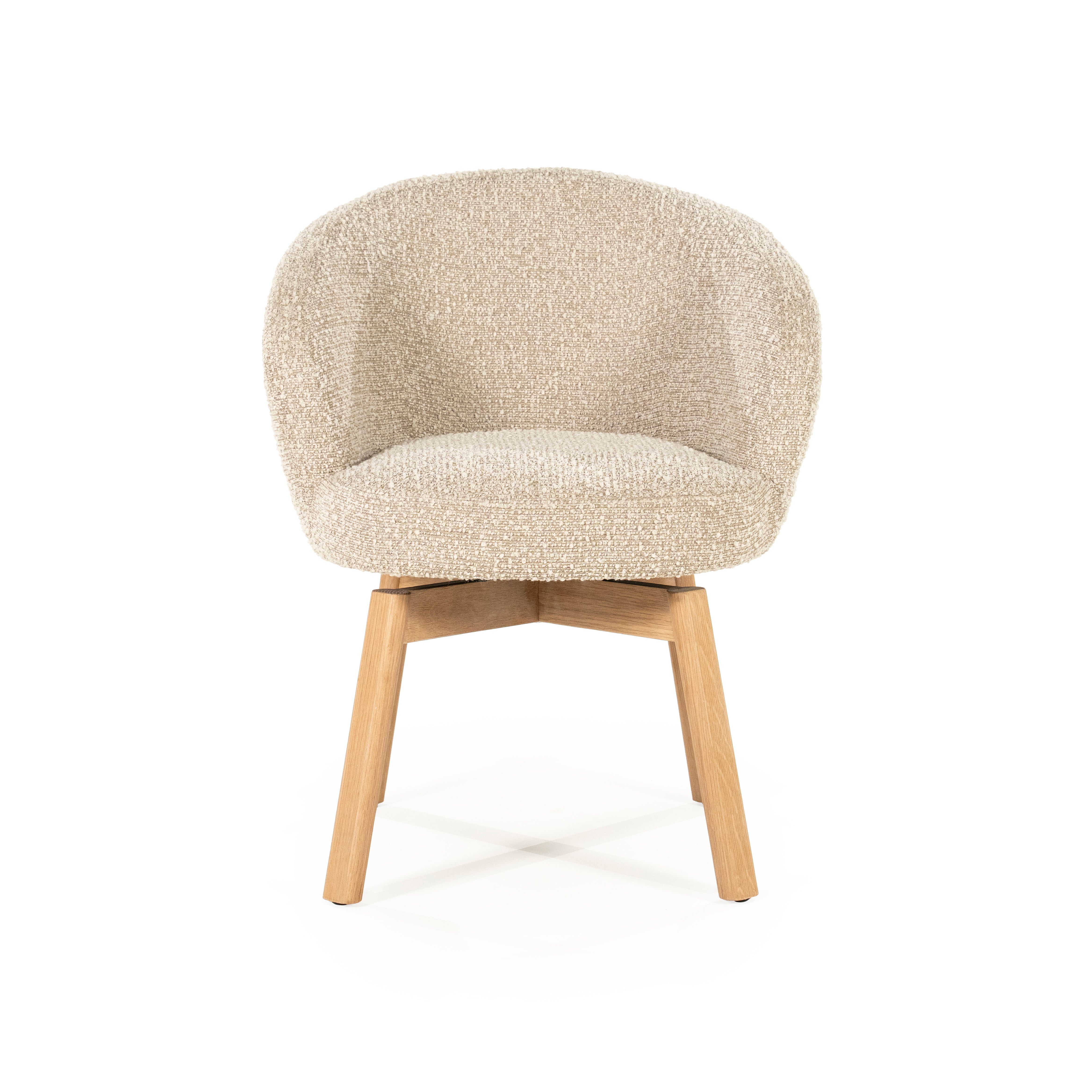 LIVIA swivel chair beige with wooden base