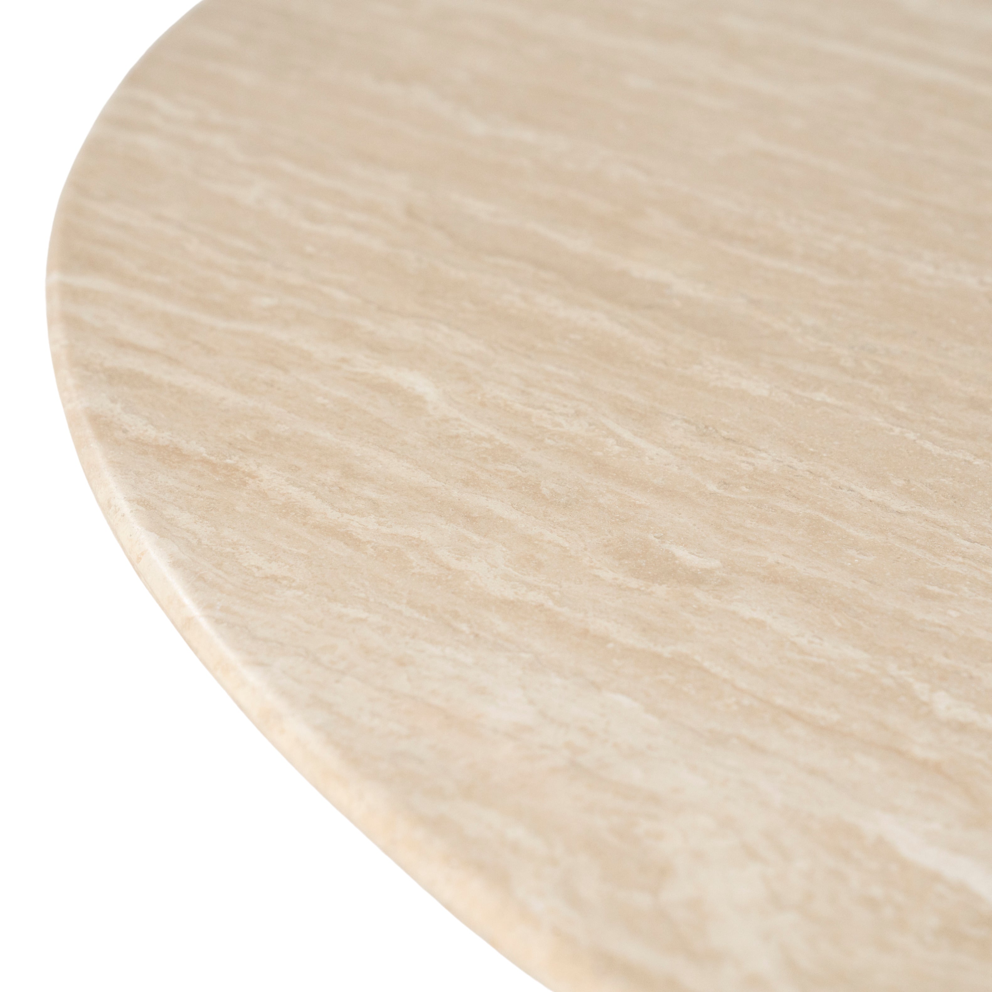 LOVA round table in travertine with an oak base