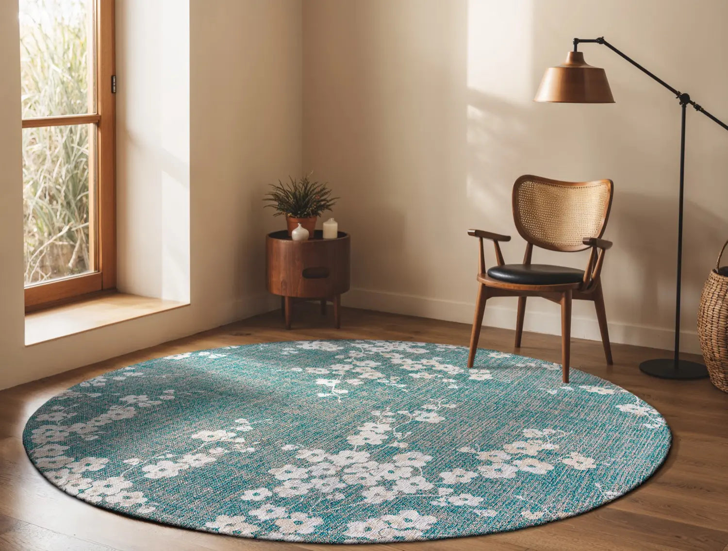 Oval rug SAKURA orange with warm white