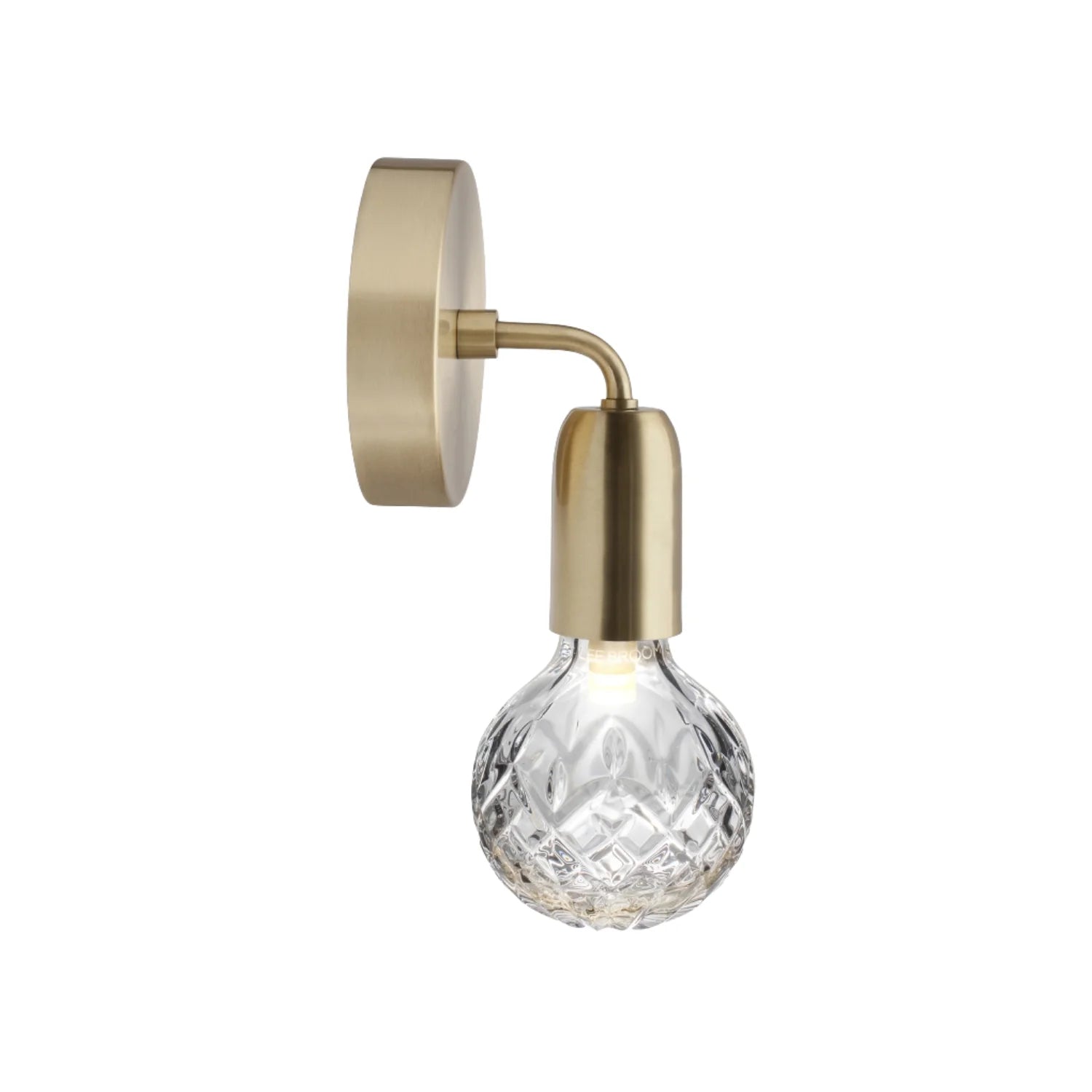 Wandleuchte CRYSTAL BULB aus Kristallglas mit messingfarbener Oberfläche