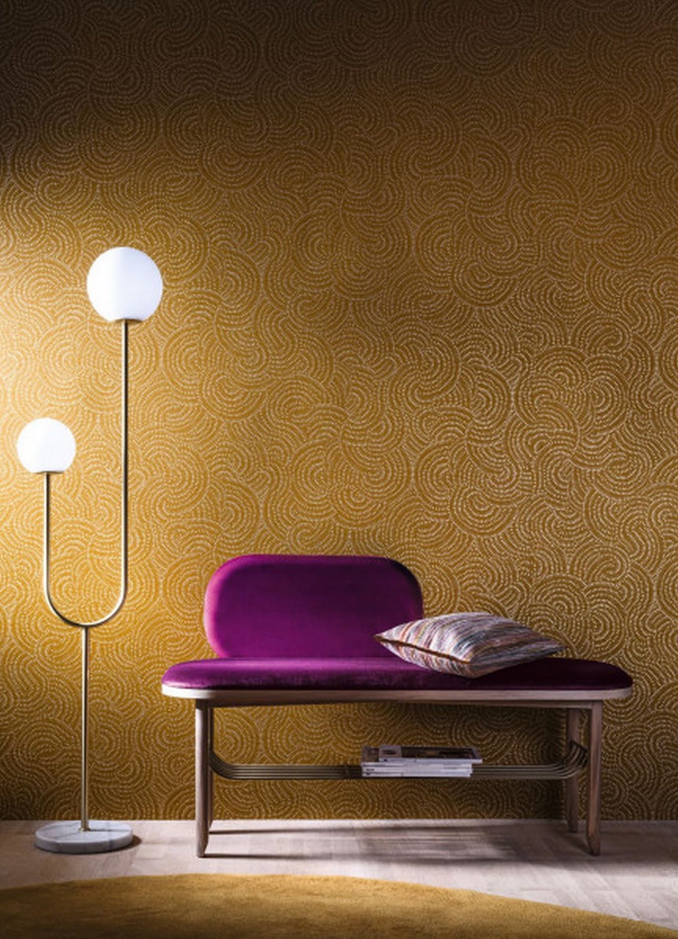 Abstract Pattern Wallpaper CASCADE - MUSTARD