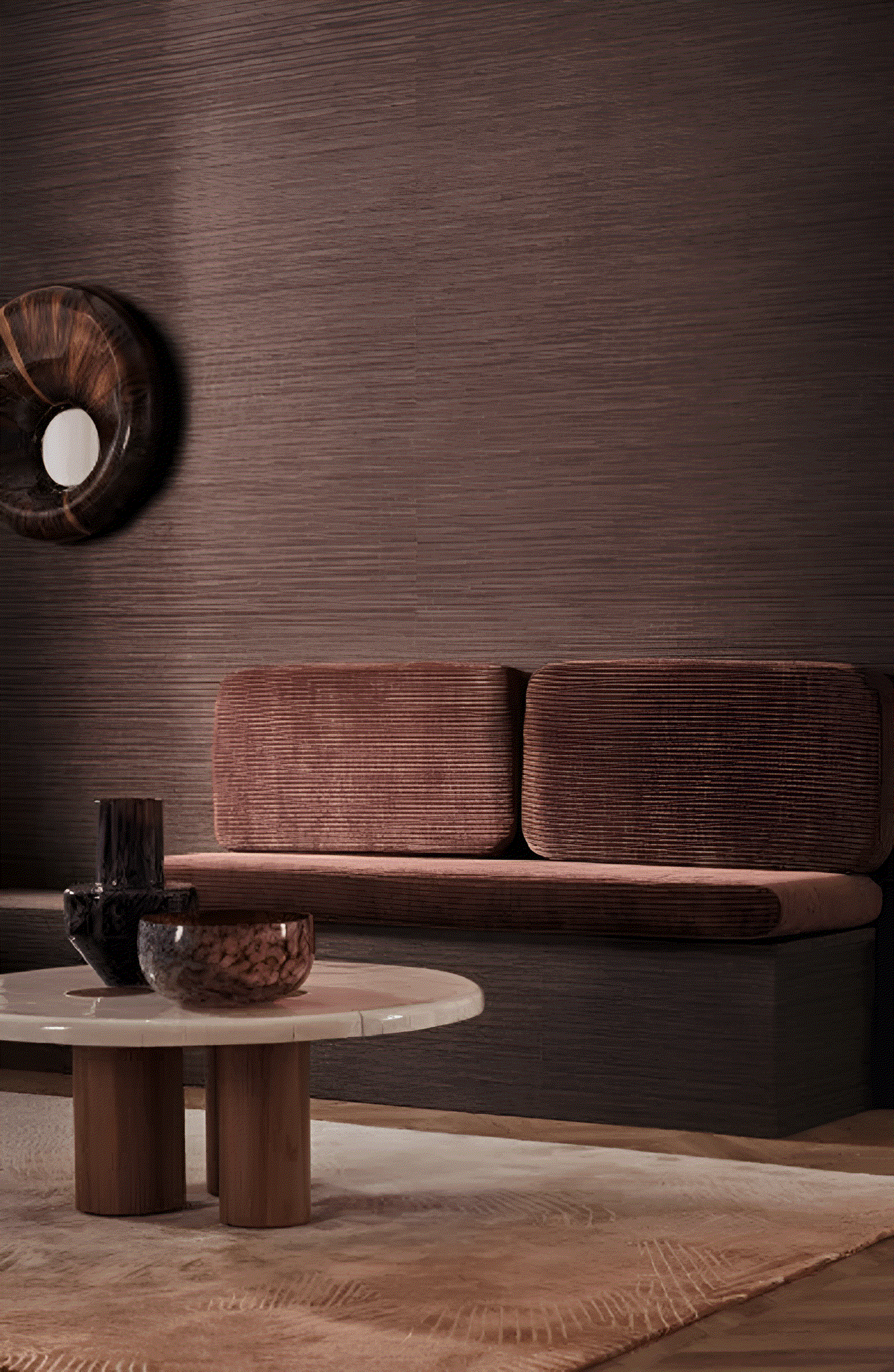 Tapeta tekstylna strukturalna imitująca płótno VENIZIA - MARRON GLACÉ warm brown