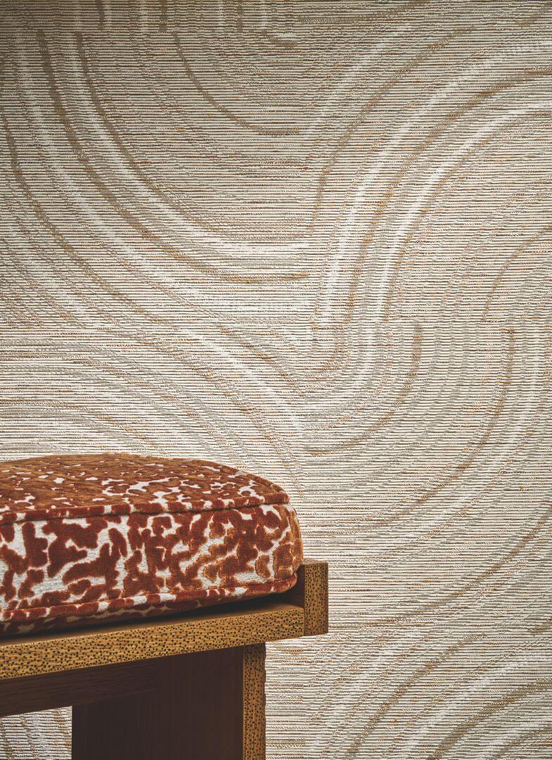 Textiltapete mit geometrischem Muster ALENTOURS - IVOIRE ORANGE Elfenbein