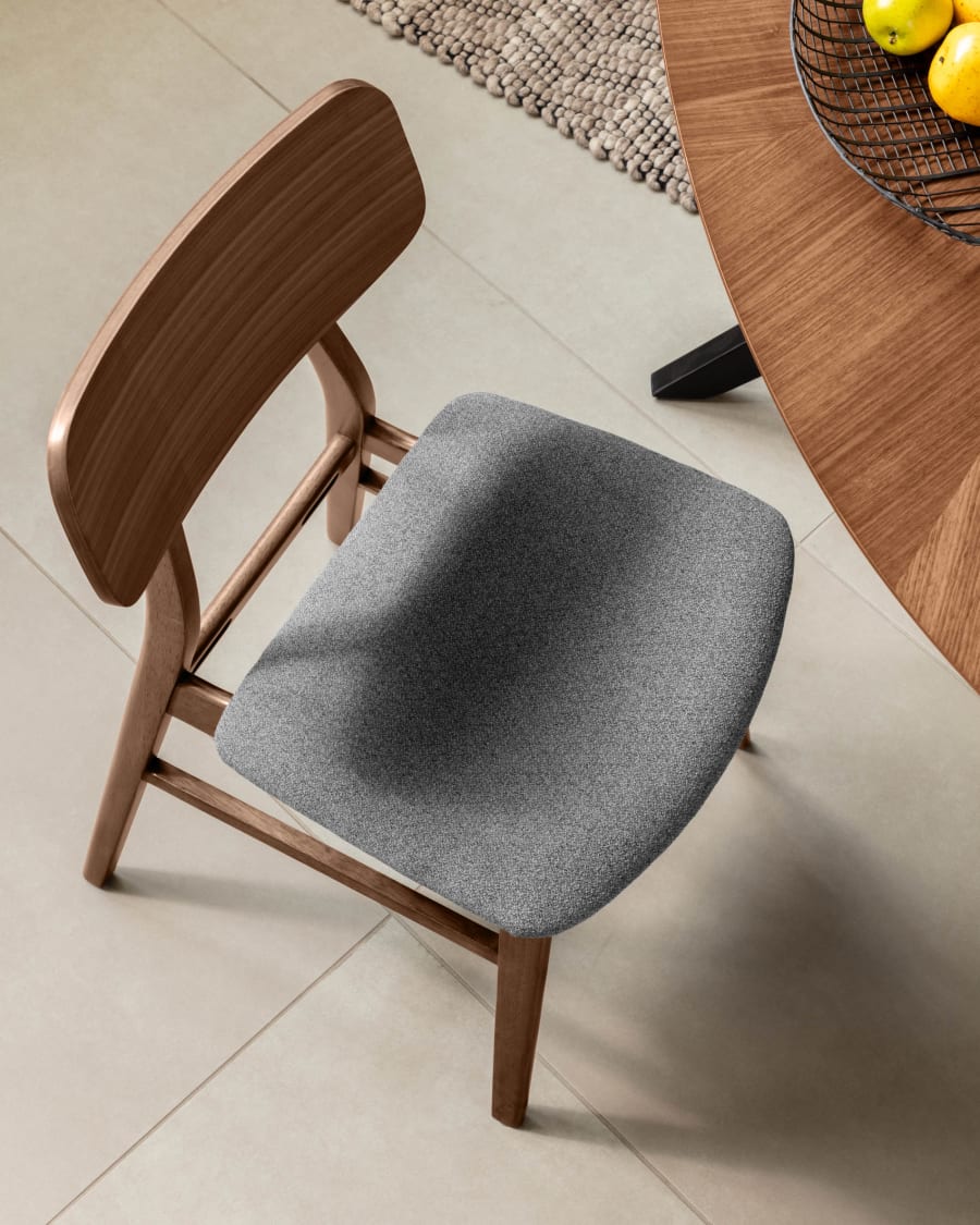 Selia Dark gray chair with a nut finish